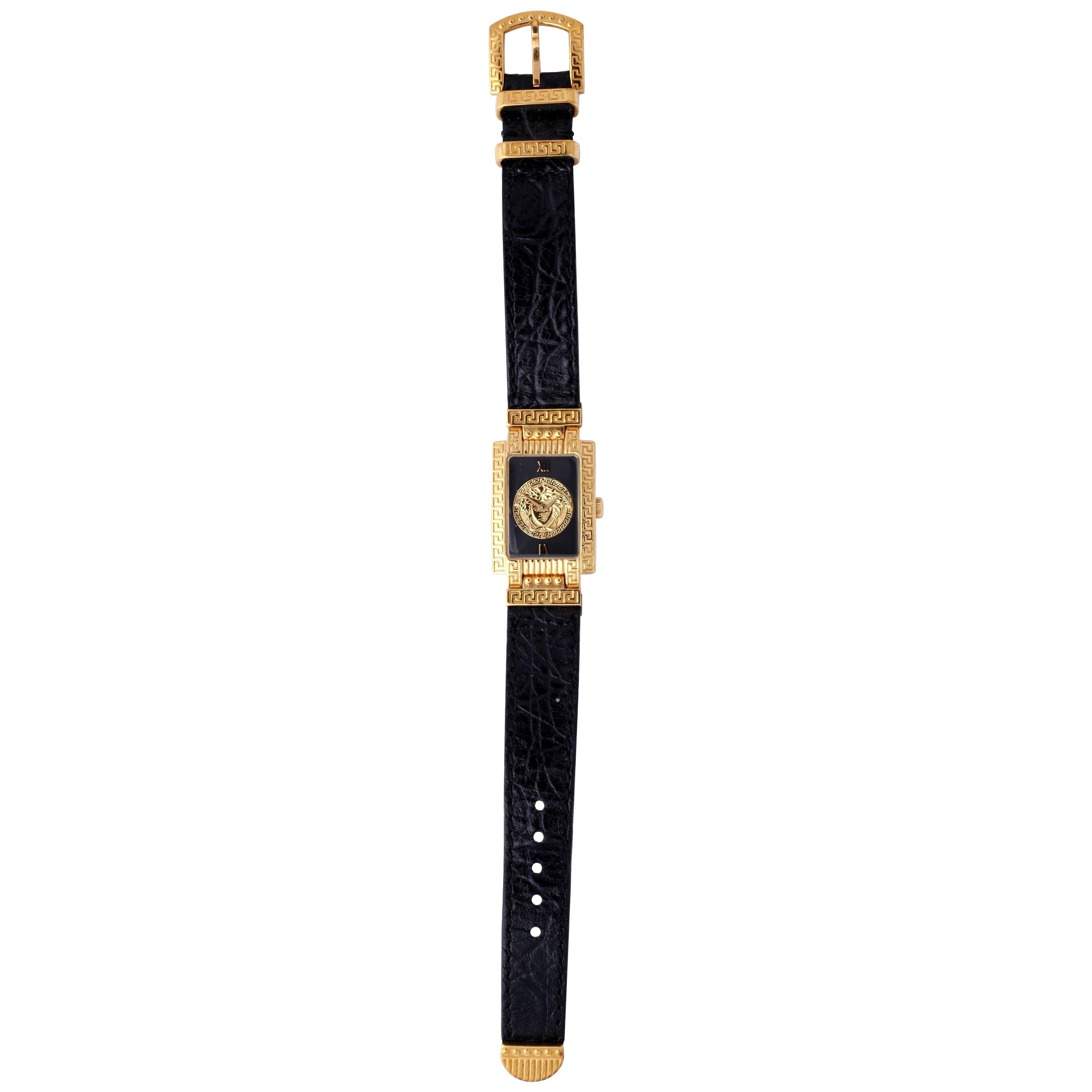   Gianni Versace Medusa Watch with Black Belt  For Sale