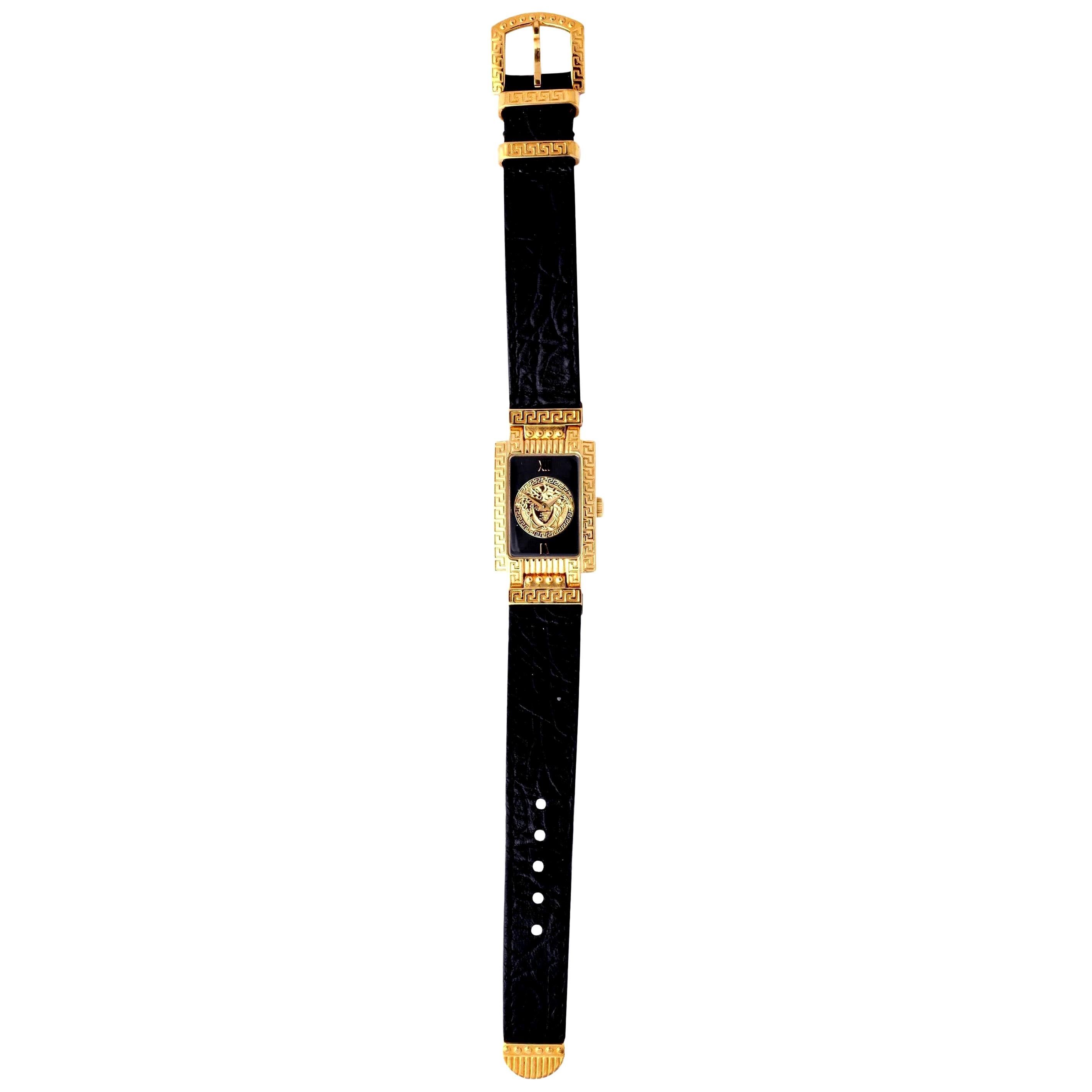   Gianni Versace Medusa Watch with Black Belt  For Sale