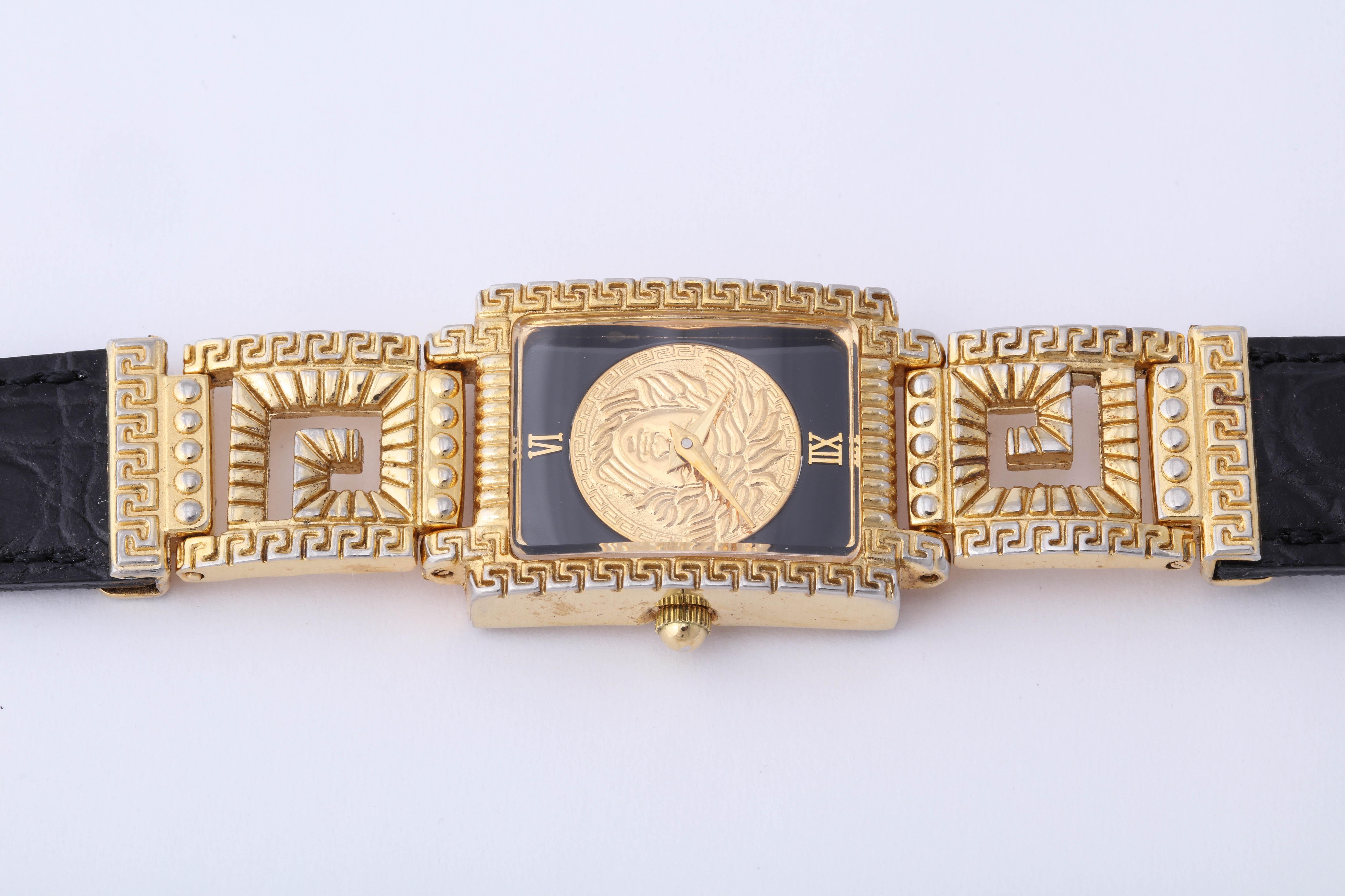 Women's or Men's   Gianni Versace Medusa Watch with Greek Key Motifs  For Sale
