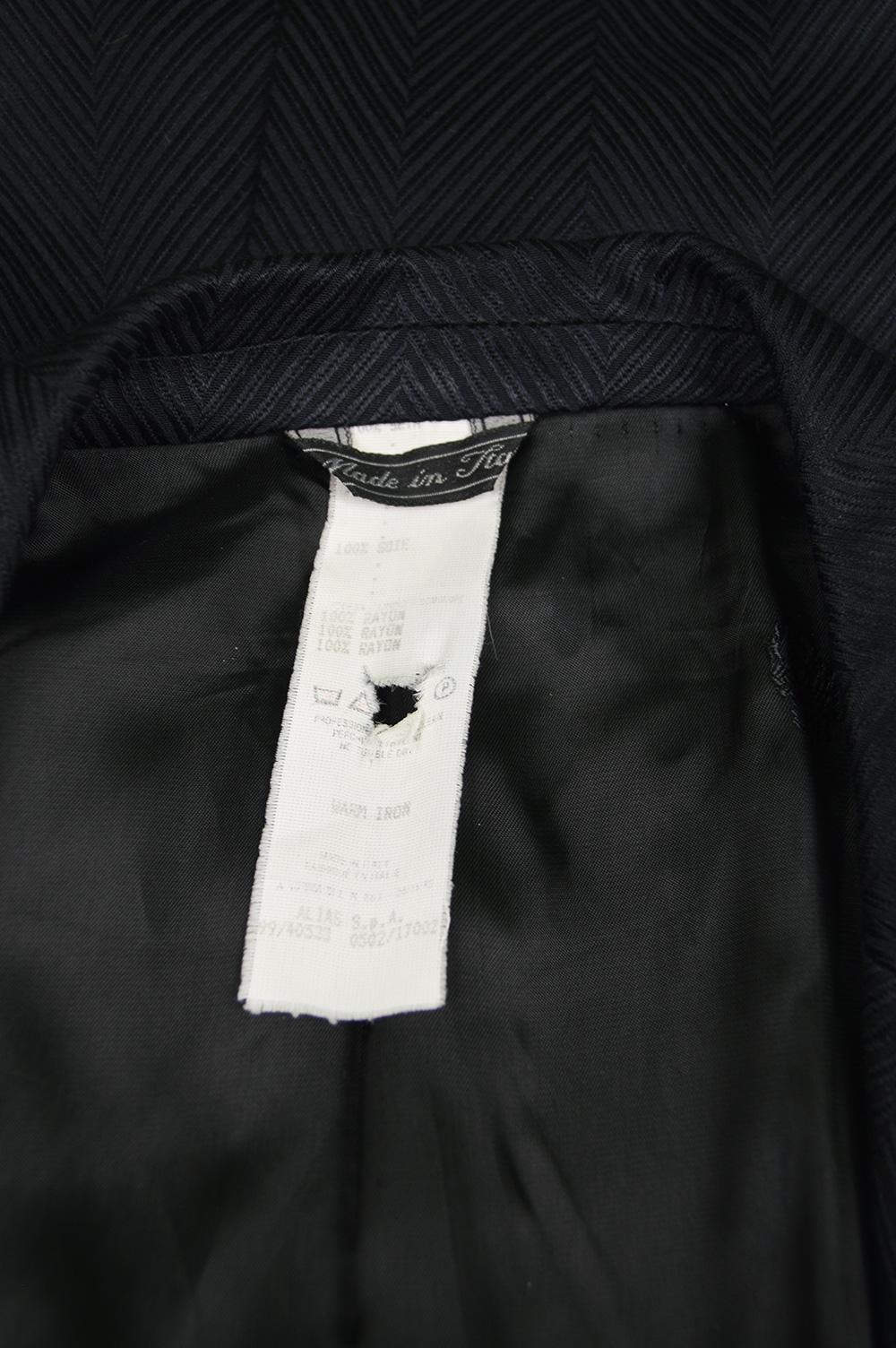 Gianni Versace Men's Black 100% Silk Jacquard 2 Piece Vintage Suit 