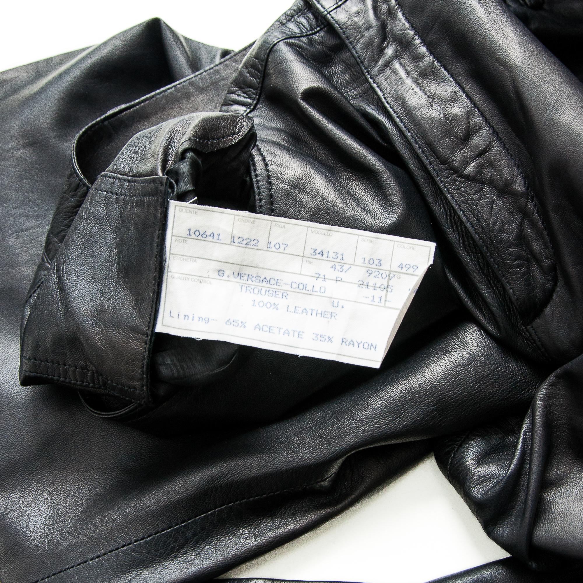 Gianni Versace Men's Black Leather Trousers size 52 5