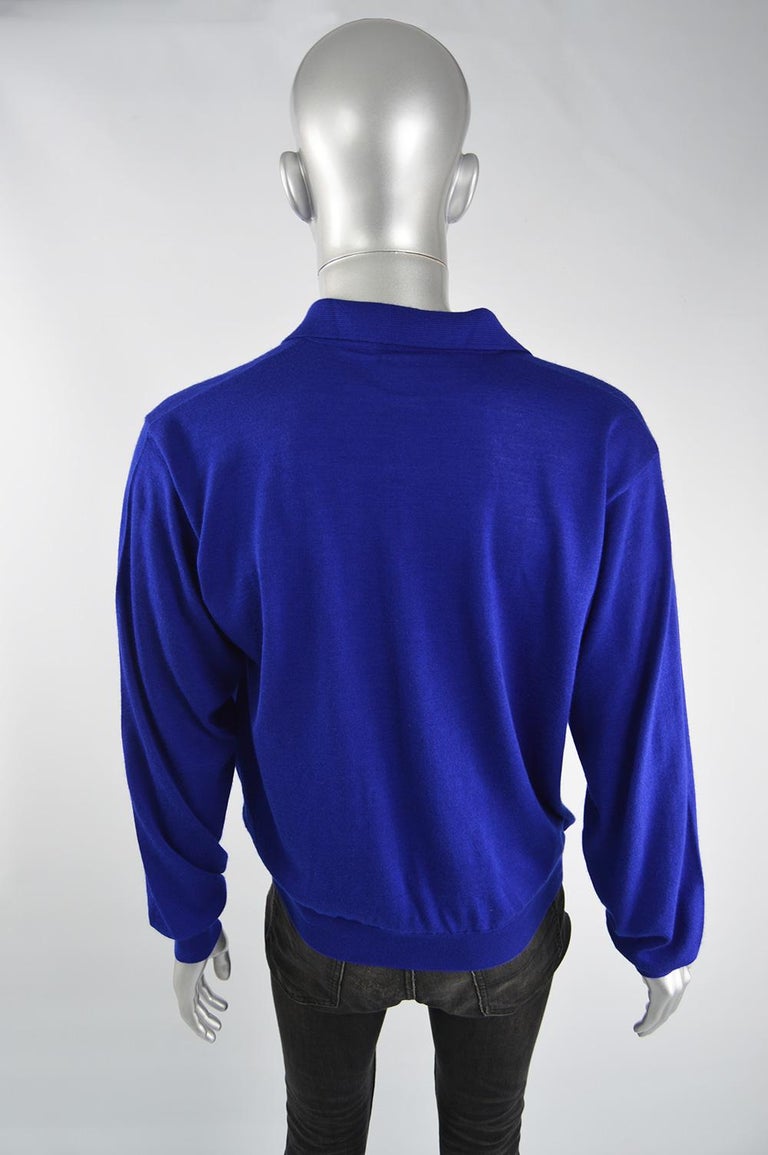 Gianni Versace Mens Cashmere and Silk Royal Blue Vintage Collared ...