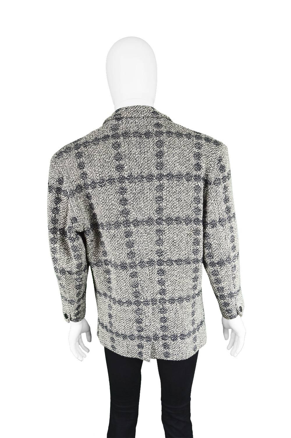 Gianni Versace Men's Vintage 1980s Bold Shouldered Wool Tweed Blazer 3