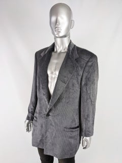 Gianni Versace Mens Vintage Silver Velvet Jacket, 1990s