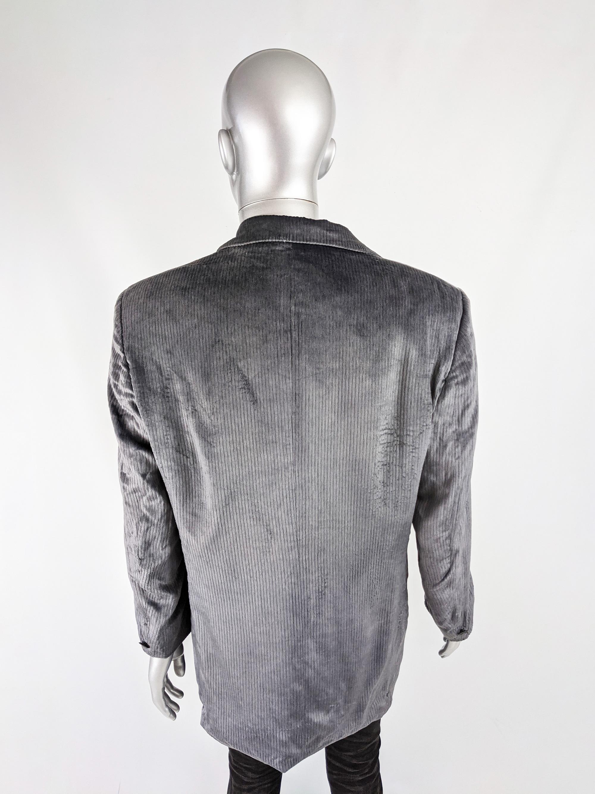Men's Gianni Versace Mens Vintage Silver Velvet Jacket, 1990s
