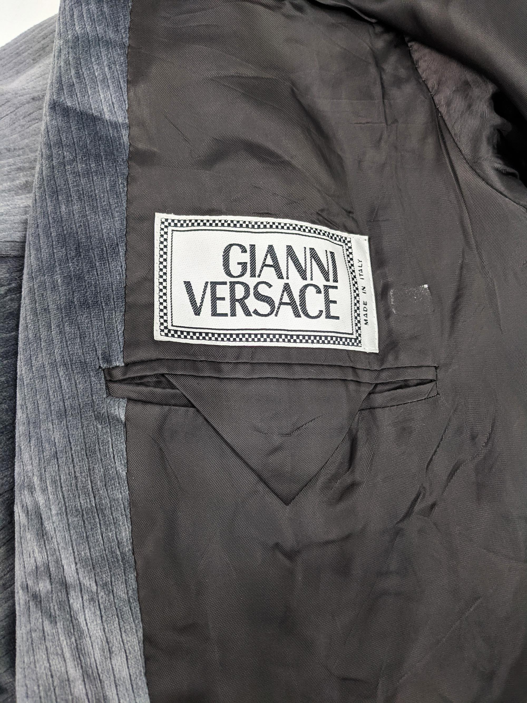 Gianni Versace Mens Vintage Silver Velvet Jacket, 1990s 1