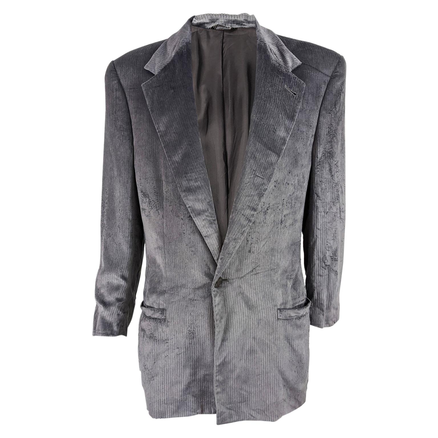 Gianni Versace Mens Vintage Silver Velvet Jacket, 1990s