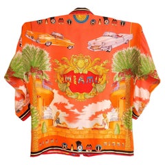 Vintage Gianni Versace Miami Silk Shirt Tropical South Beach 1993 Men's IT52 XL 