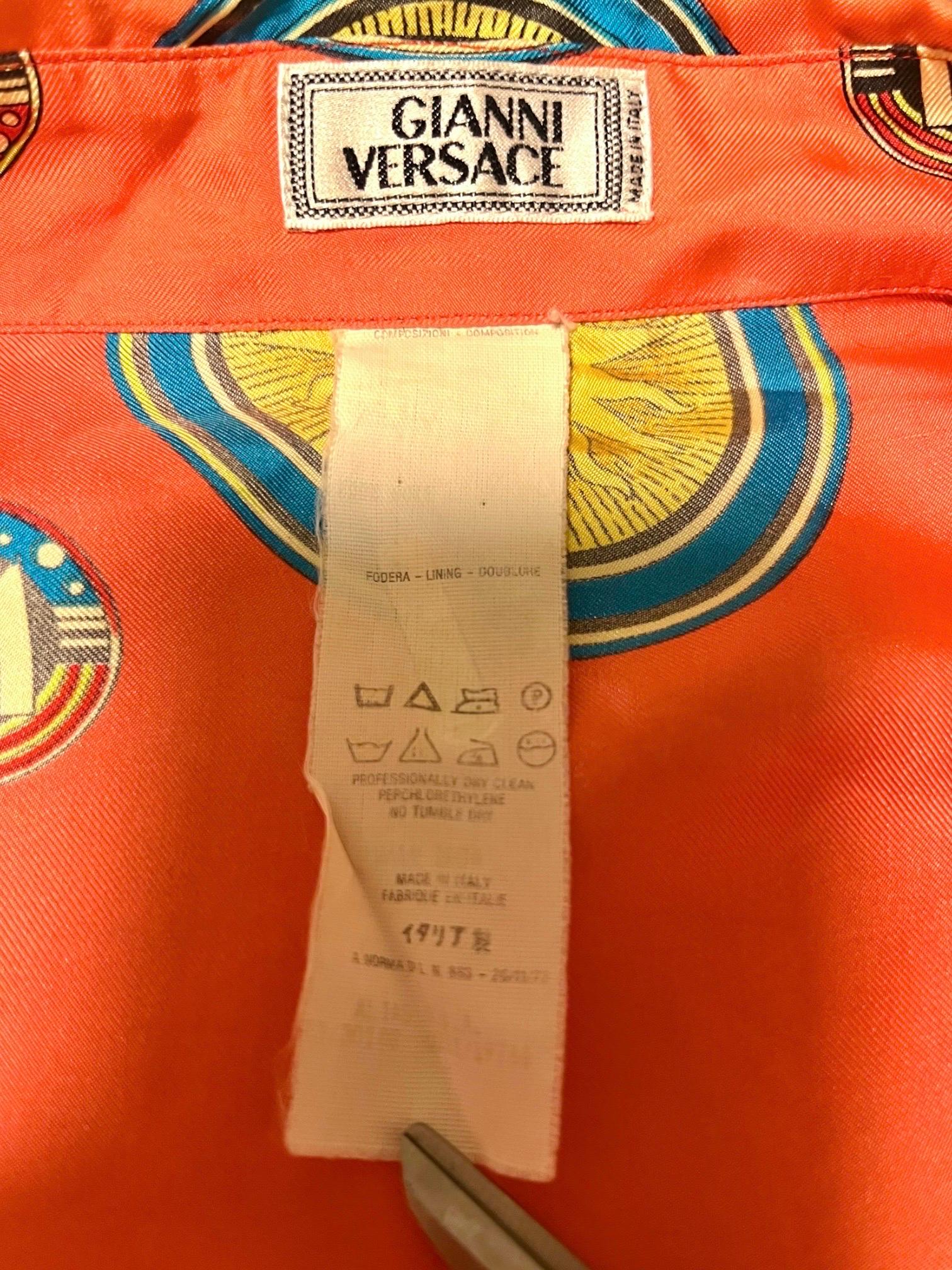 Gianni Versace Miami Silk Shirt Tropical South Beach 1993 Men's IT52 XL 5