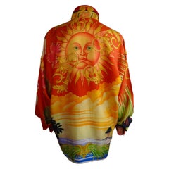 Gianni Versace "Miami & Sun" Print Silk Shirt