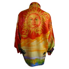 Seidenhemd mit "Miami & Sun"-Druck von Gianni Versace 