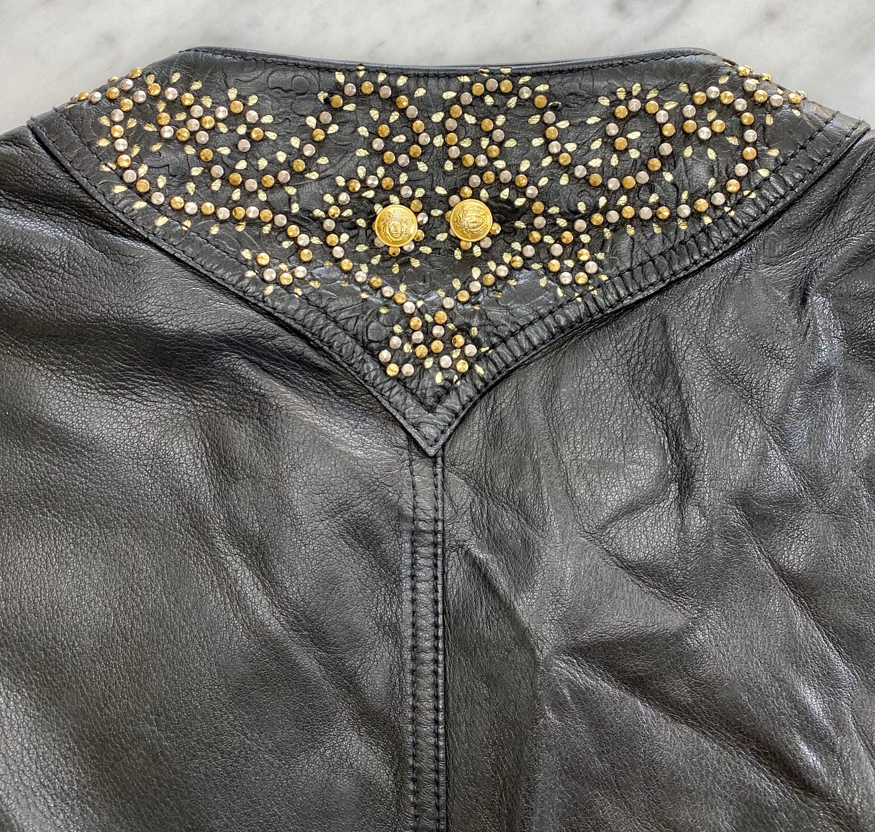F/W 1992 Gianni Versace 'Miss S&M' Studded Leather Vest Medusa Accents For Sale 4