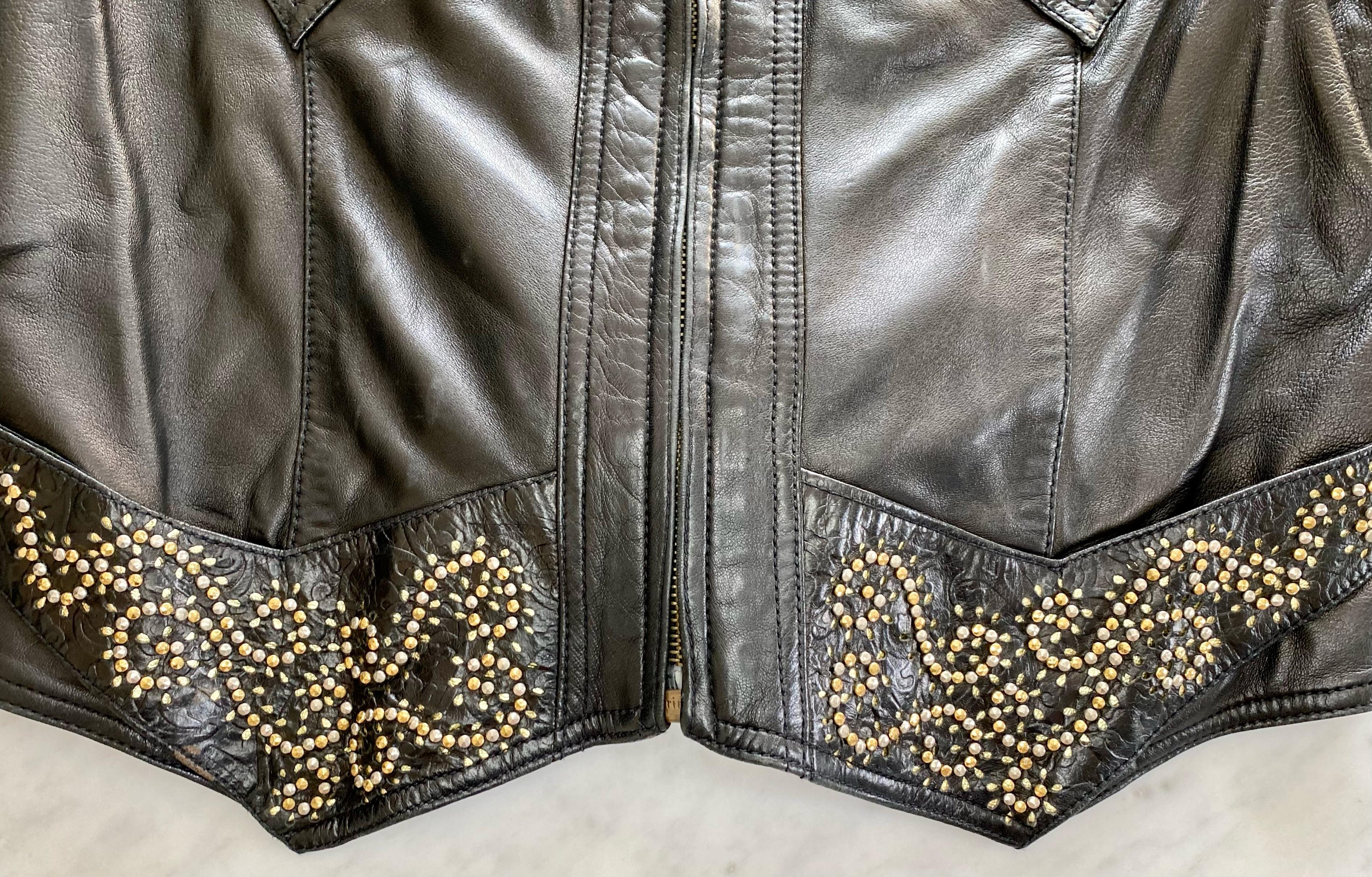 F/W 1992 Gianni Versace 'Miss S&M' Studded Leather Vest Medusa Accents For Sale 1