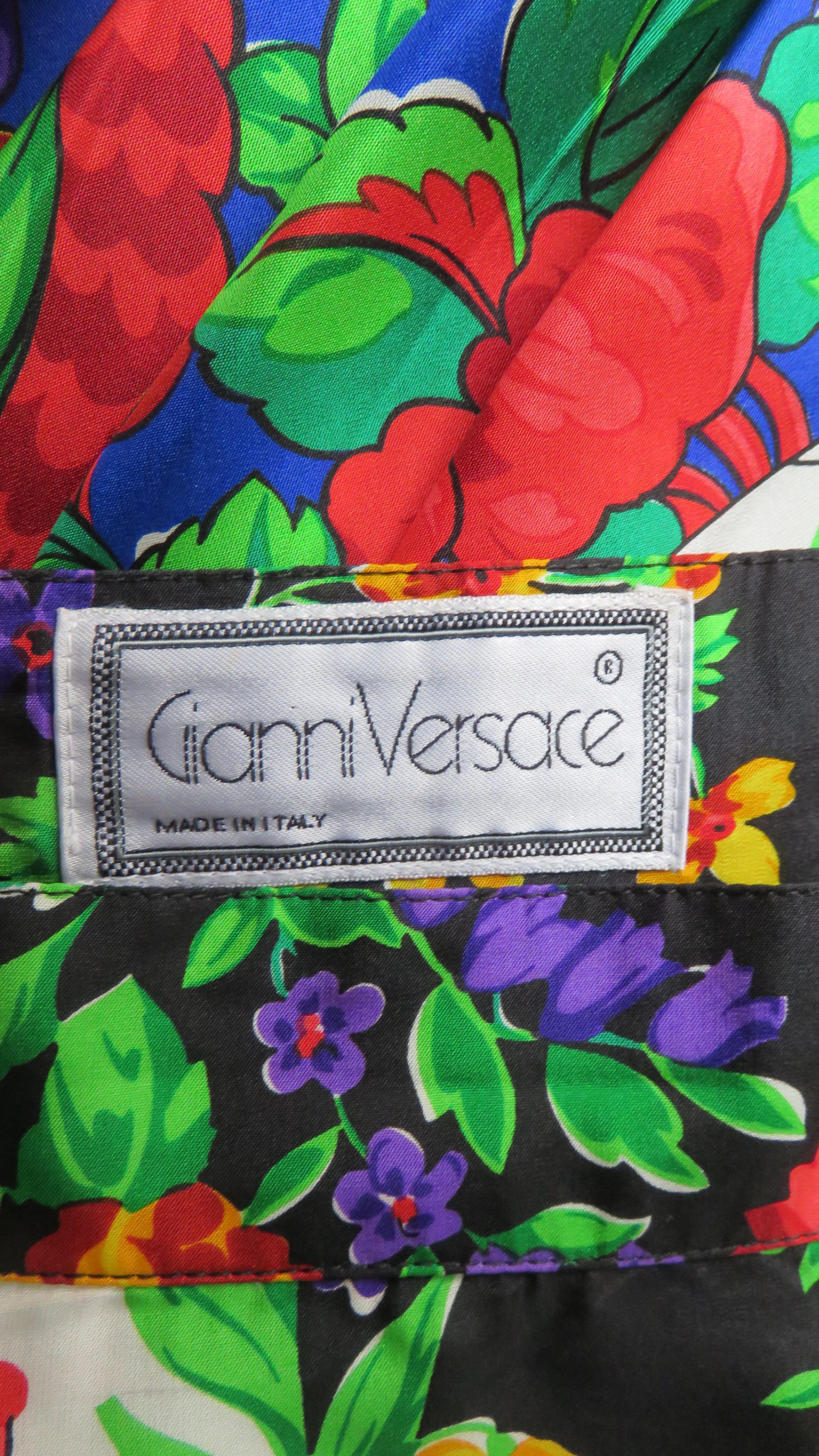 Gianni Versace Mixed Flower Print Silk Skirt 1980s For Sale 6