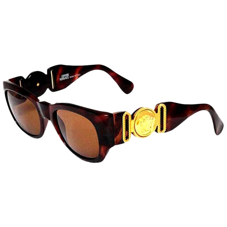 Gianni Versace Mod 413/A Brown Vintage Sunglasses  For Sale