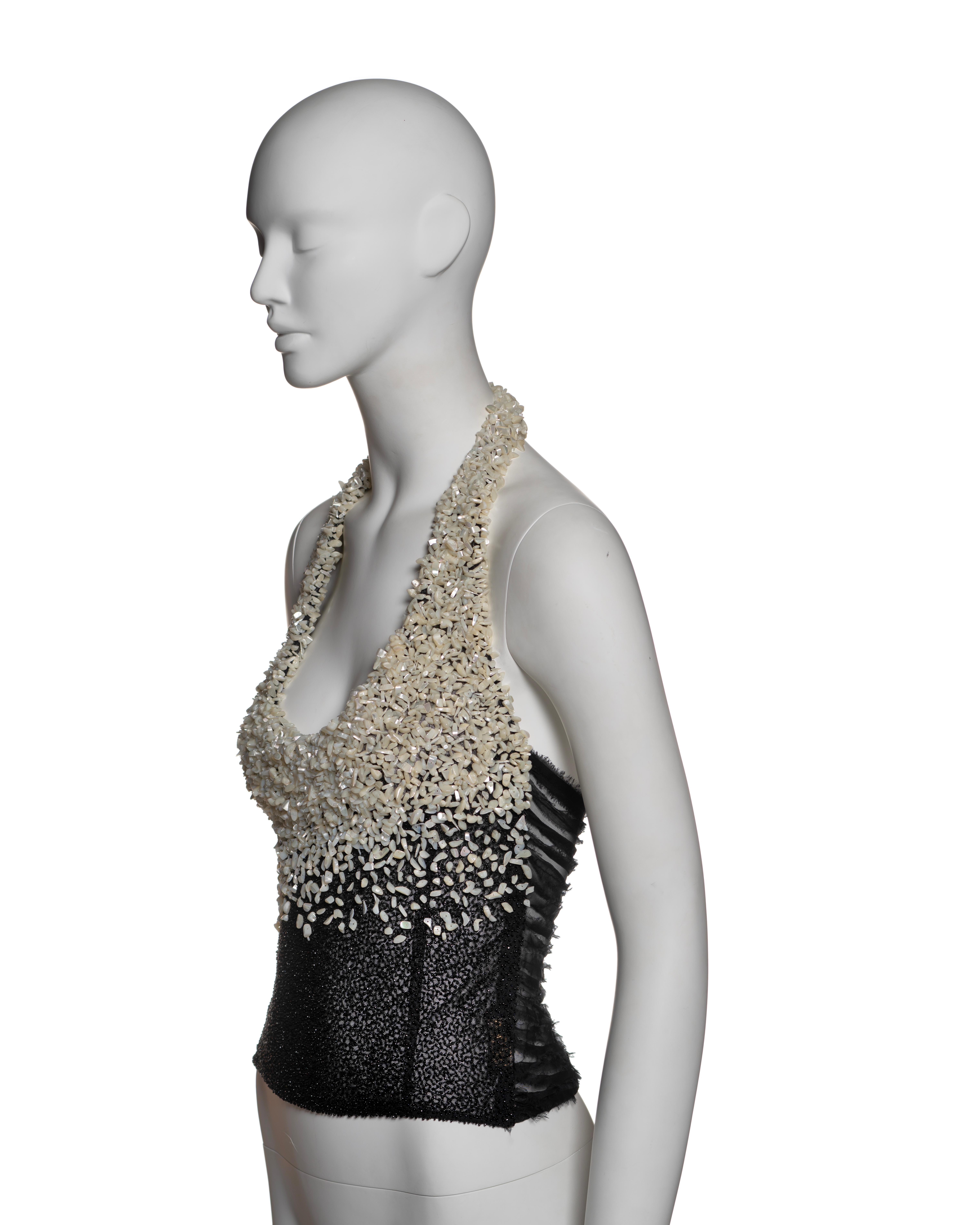 Gianni Versace Mother of Pearl Bead Embellished Evening Halter Top, FW 1999 5