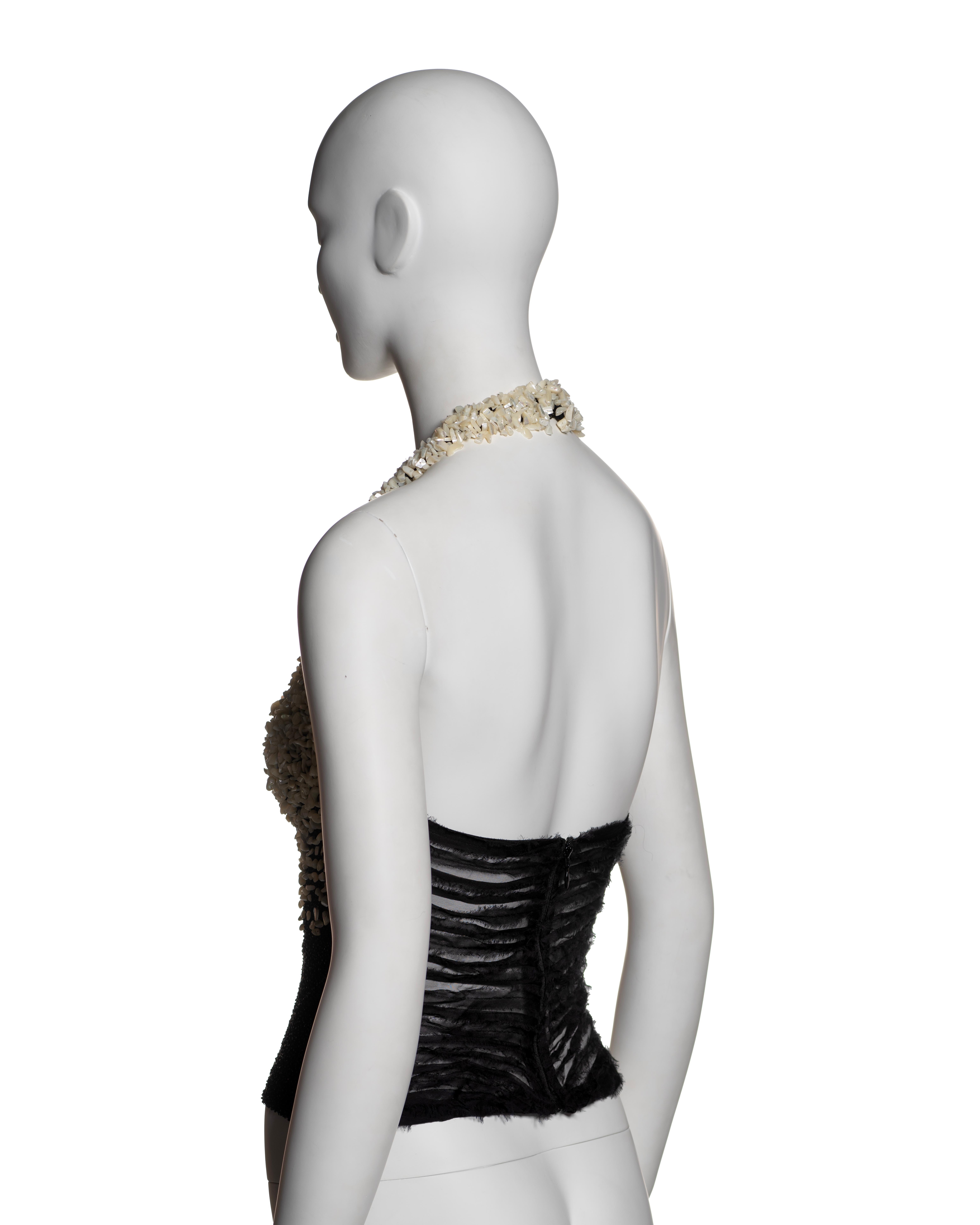 Gianni Versace Mother of Pearl Bead Embellished Evening Halter Top, FW 1999 7