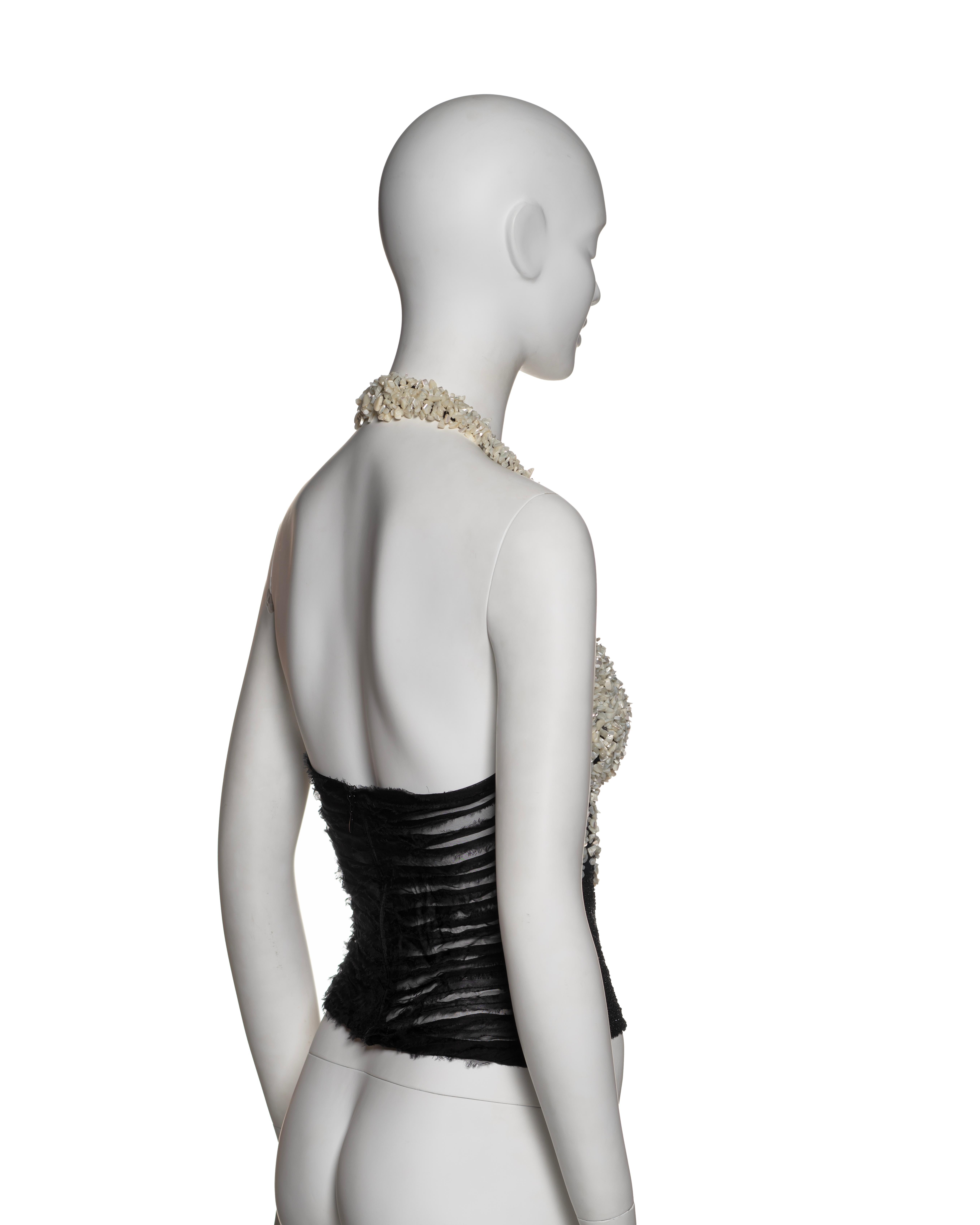 Gianni Versace Mother of Pearl Bead Embellished Evening Halter Top, FW 1999 1