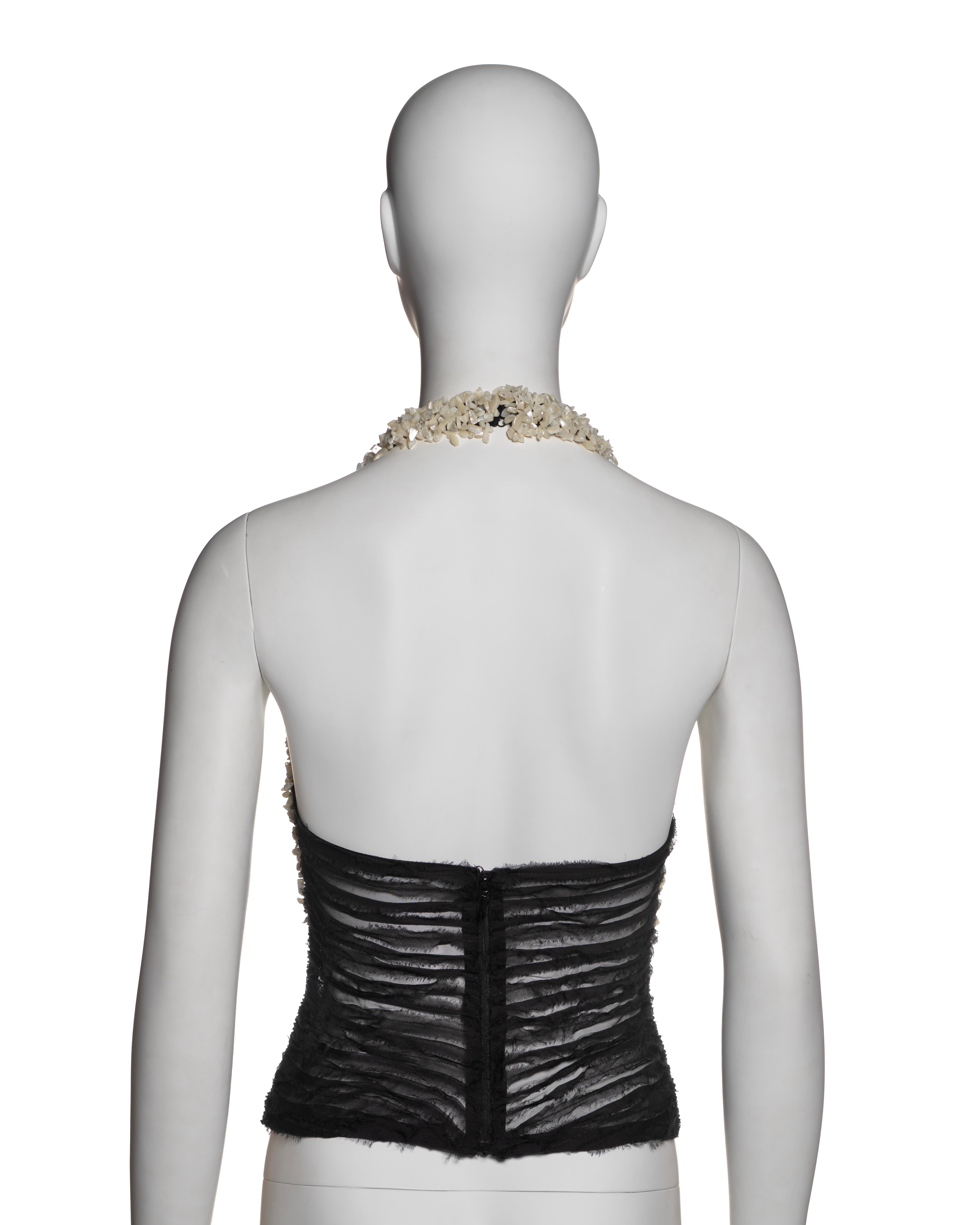 Gianni Versace Mother of Pearl Bead Embellished Evening Halter Top, FW 1999 3