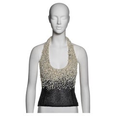 Gianni Versace Mother of Pearl Bead Embellished Evening Halter Top, FW 1999