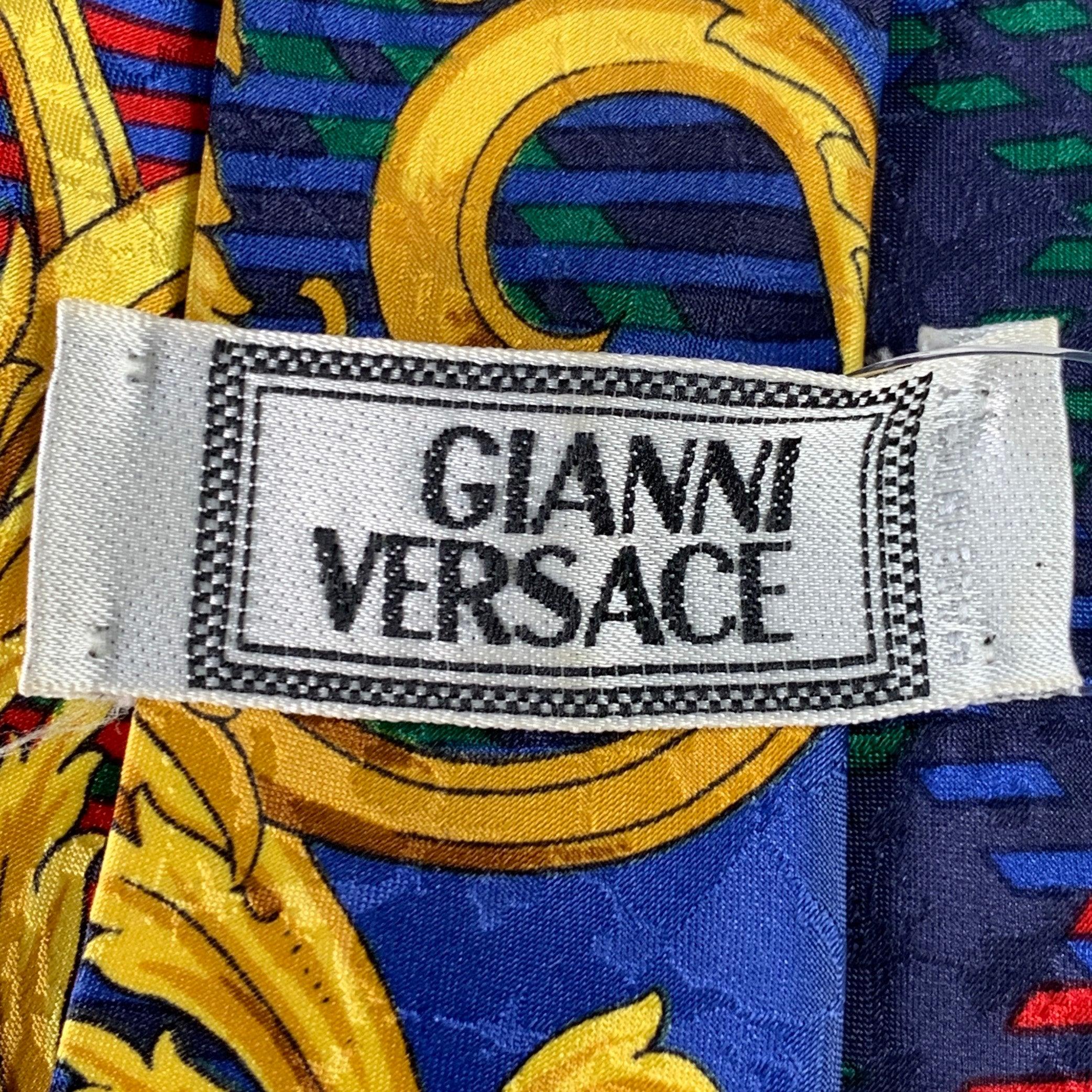 Men's GIANNI VERSACE Multi Color Baroque Silk Tie For Sale