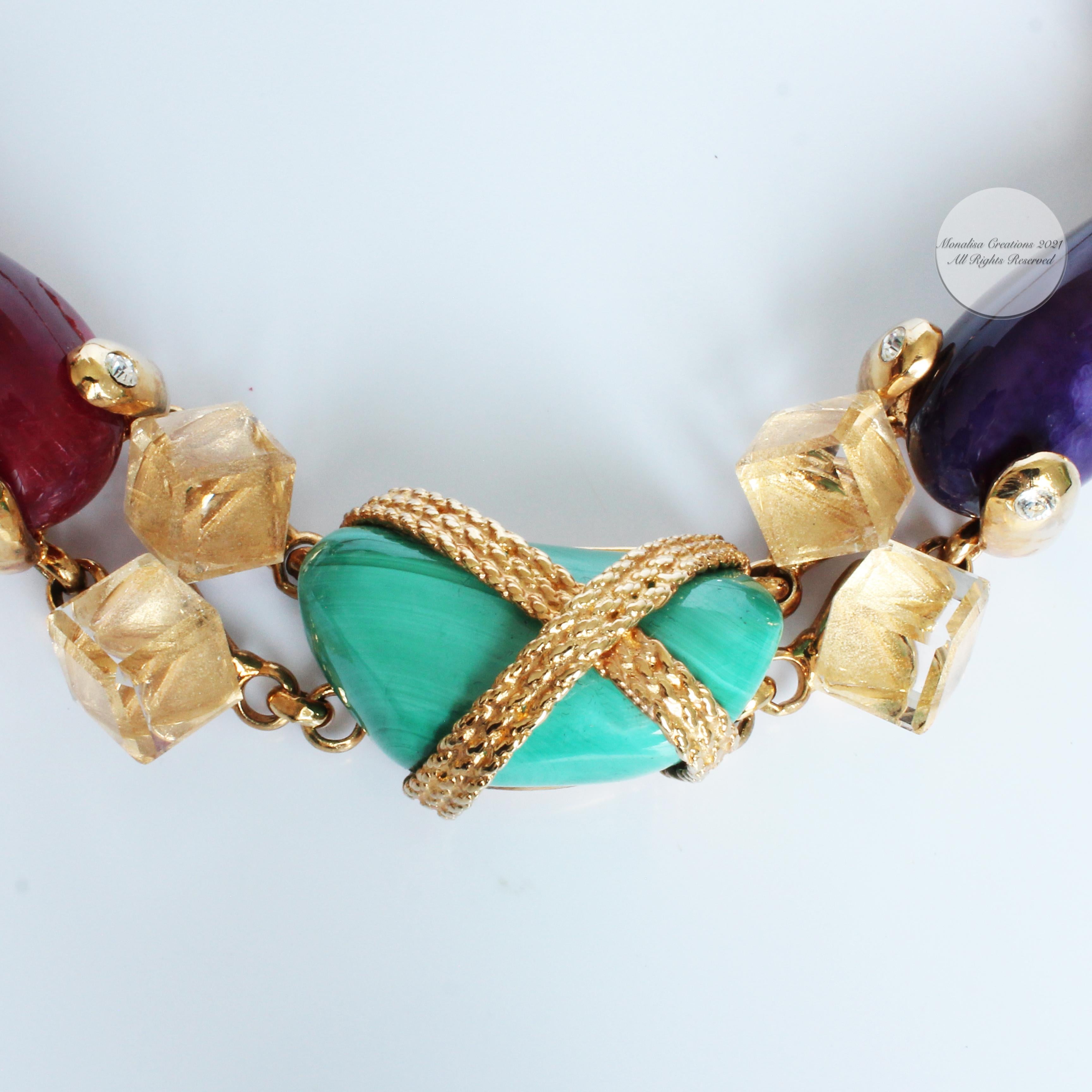Gianni Versace Multi-Color Stone Necklace and Bracelet 2pc Set S/S 2003  Rare For Sale at 1stDibs