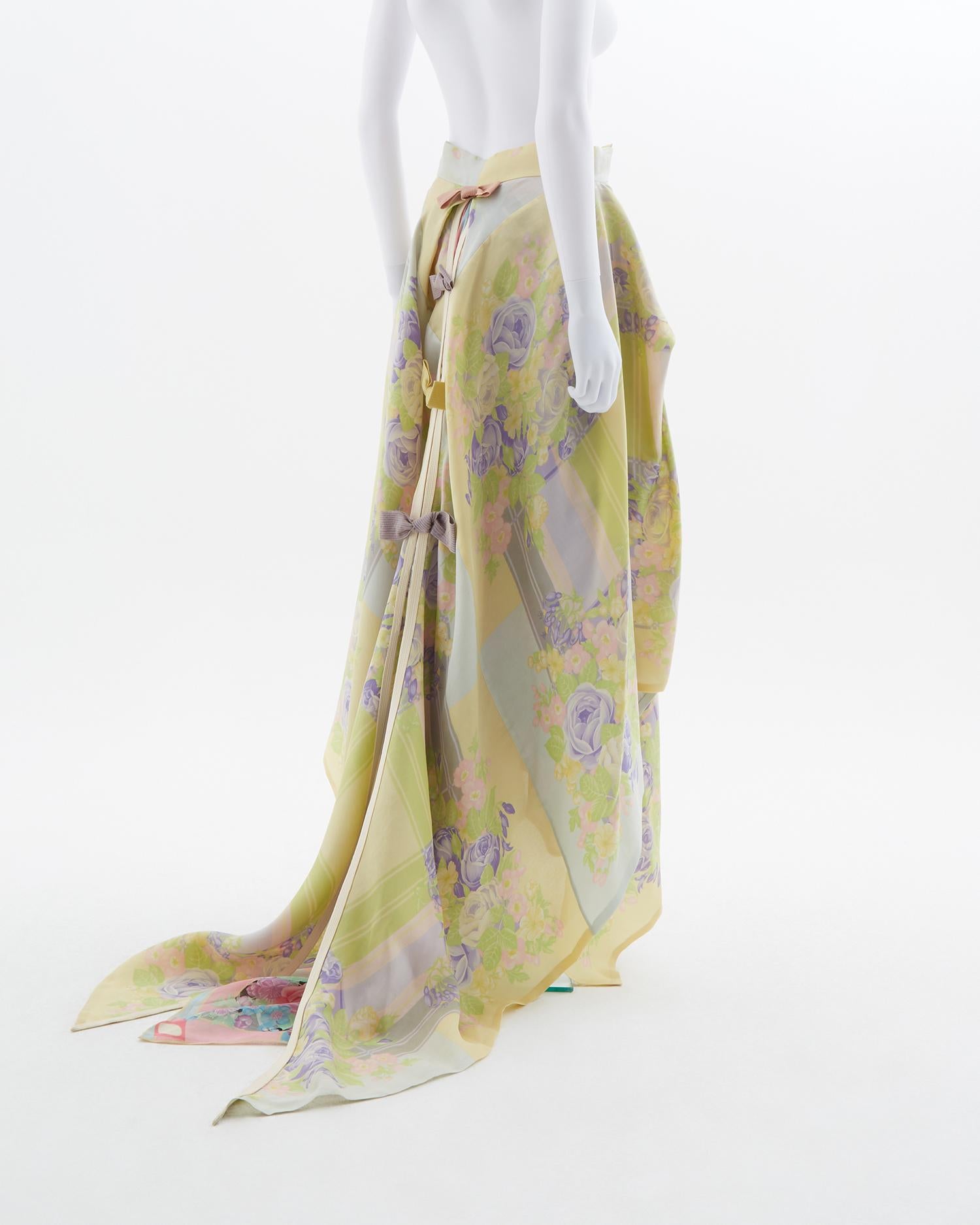 Gianni Versace multi layered silk printed organza skirt, ss 1992 1