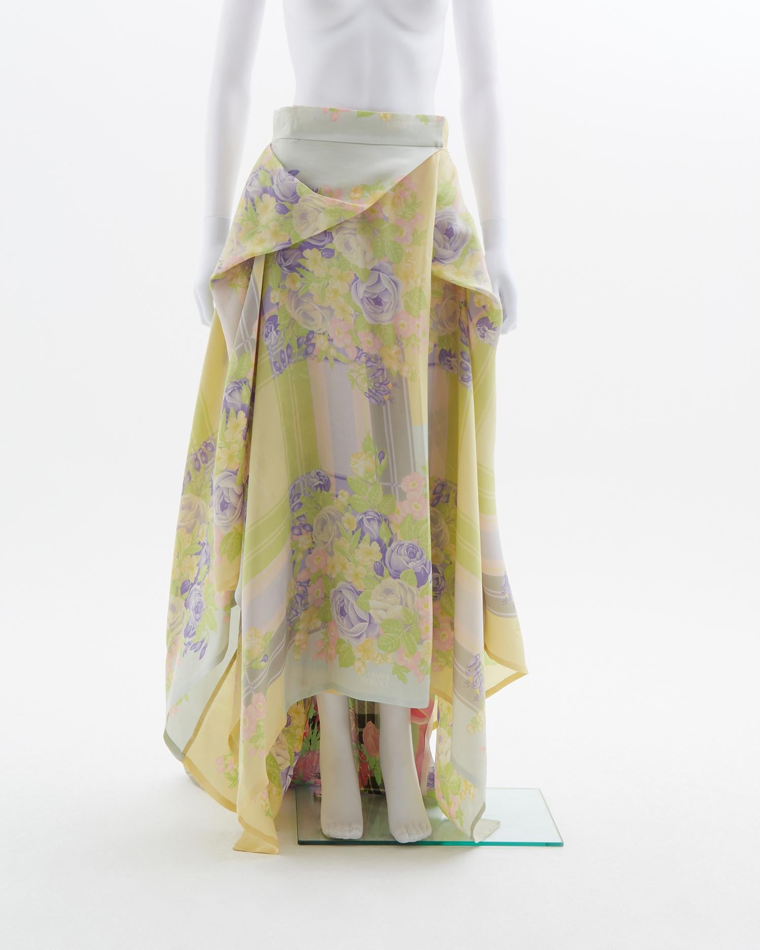 Gianni Versace multi layered silk printed organza skirt, ss 1992 2