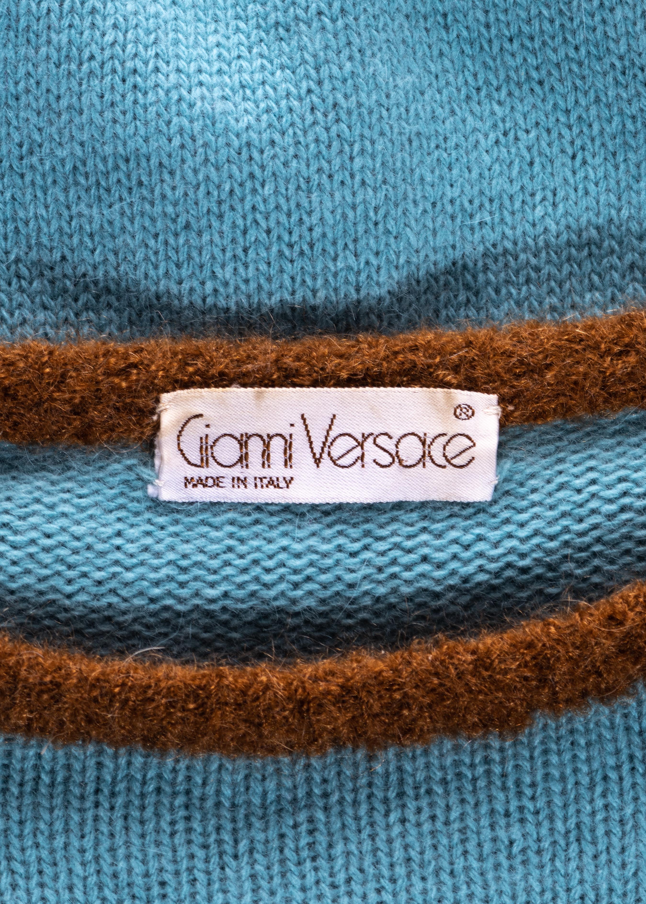 Black Gianni Versace multicoloured knitted mohair sweater, fw 1982