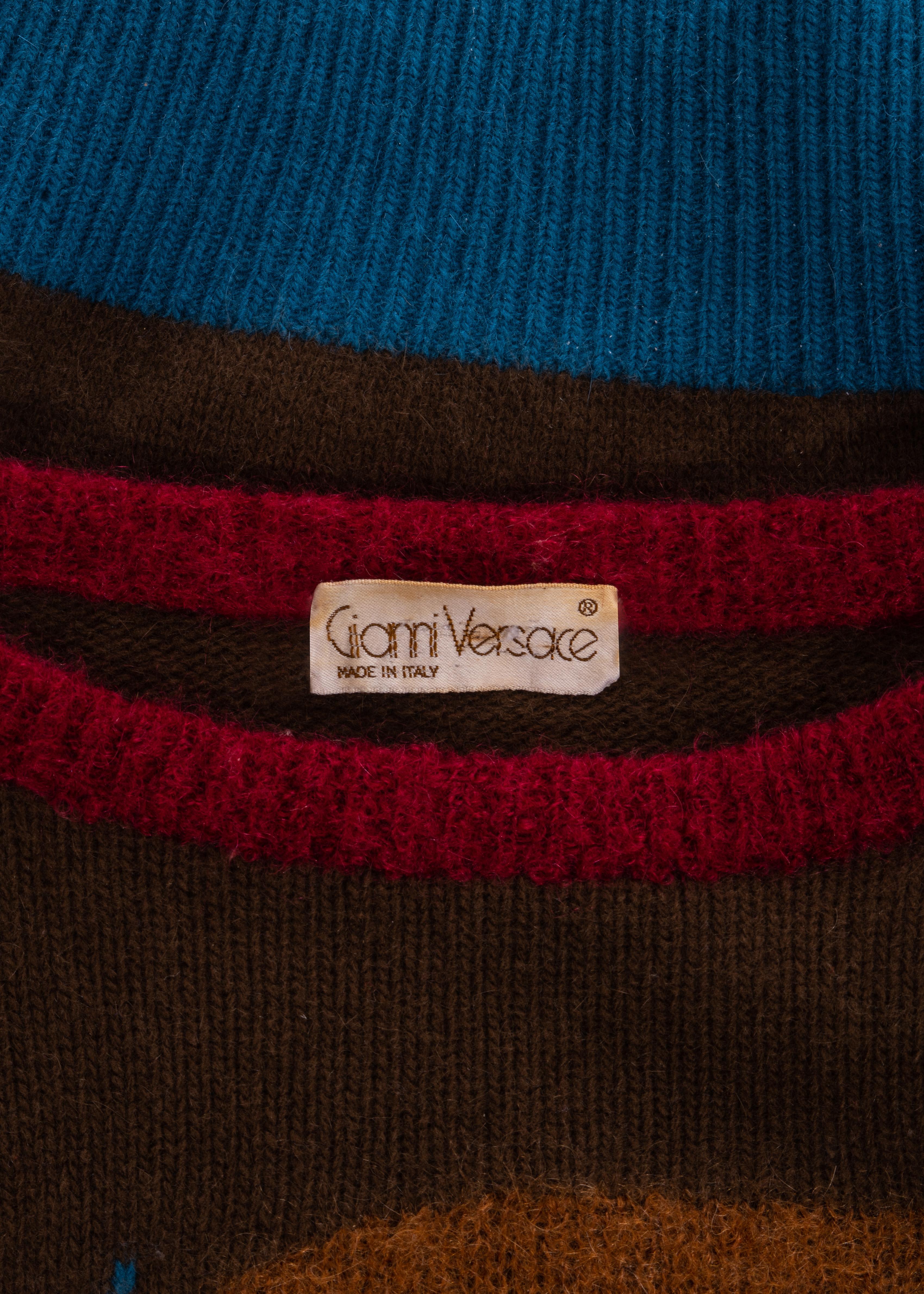 Gianni Versace multicoloured knitted mohair sweater, fw 1982 1