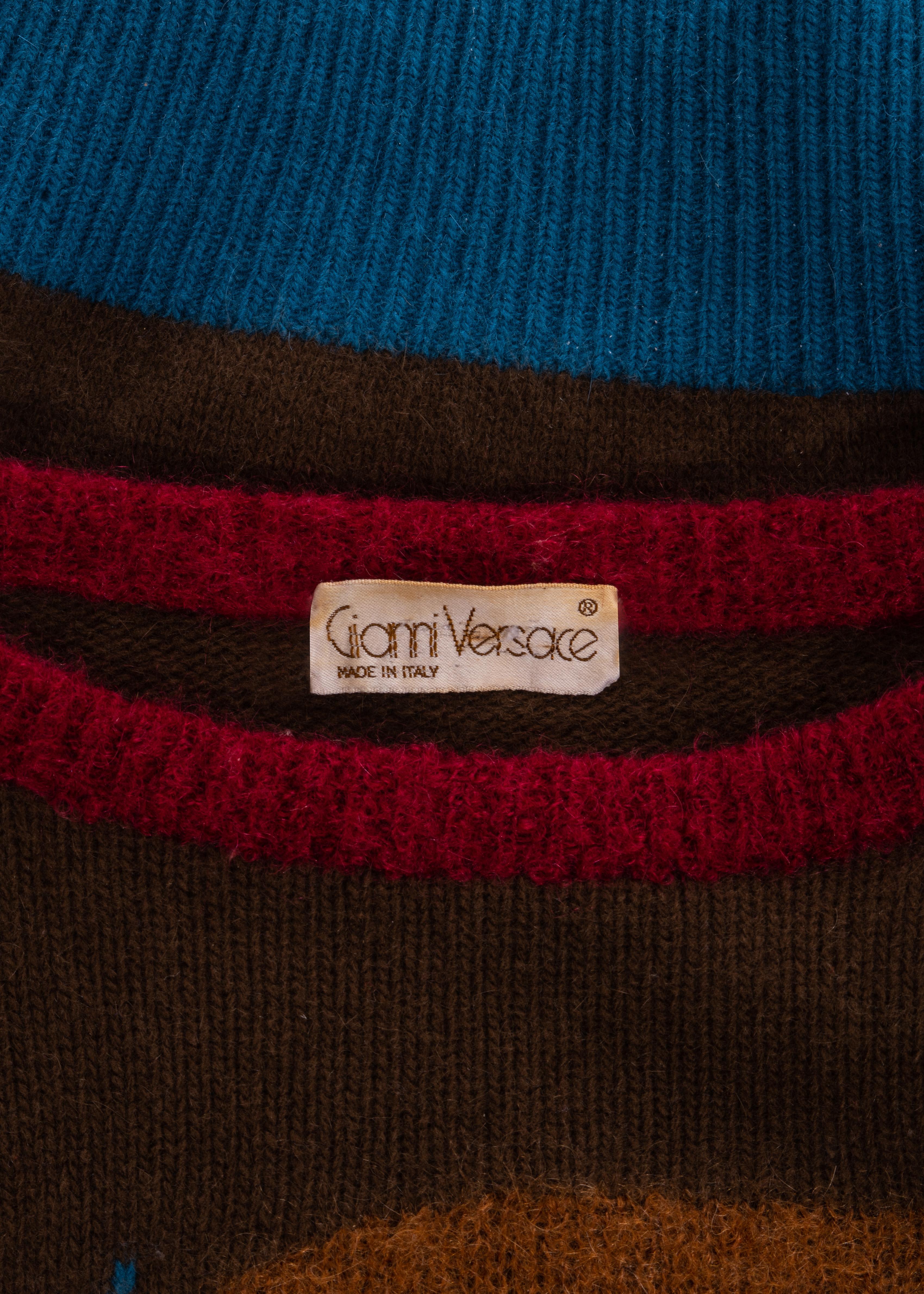 Gianni Versace multicoloured knitted mohair sweater, fw 1982 1