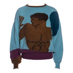 Gianni Versace Mehrfarbiger Strickpullover aus Mohair:: H/W 1982