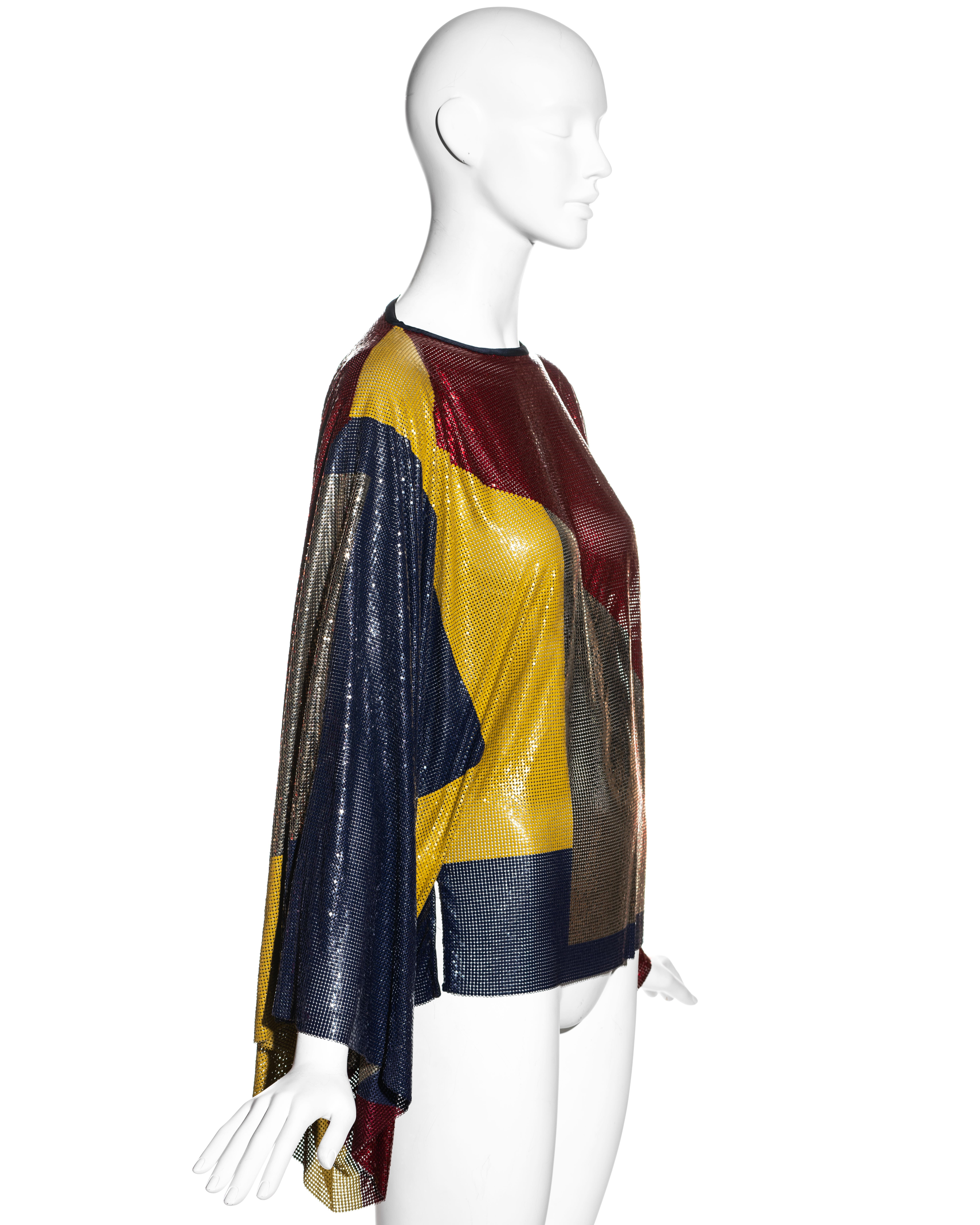 Robe chasuble de soirée en cotte de mailles métallique oroton multicolore Gianni Versace, A/H 1984 Excellent état - En vente à London, GB