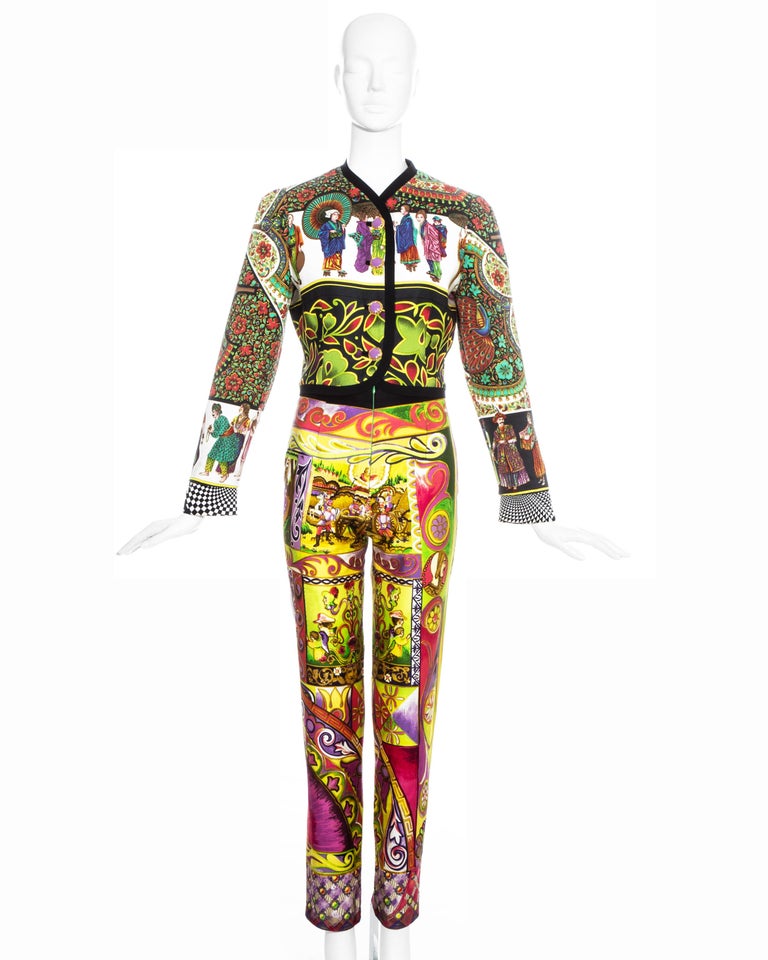 Gianni Versace multicoloured silk pant suit, ss 1992 For Sale at 1stDibs