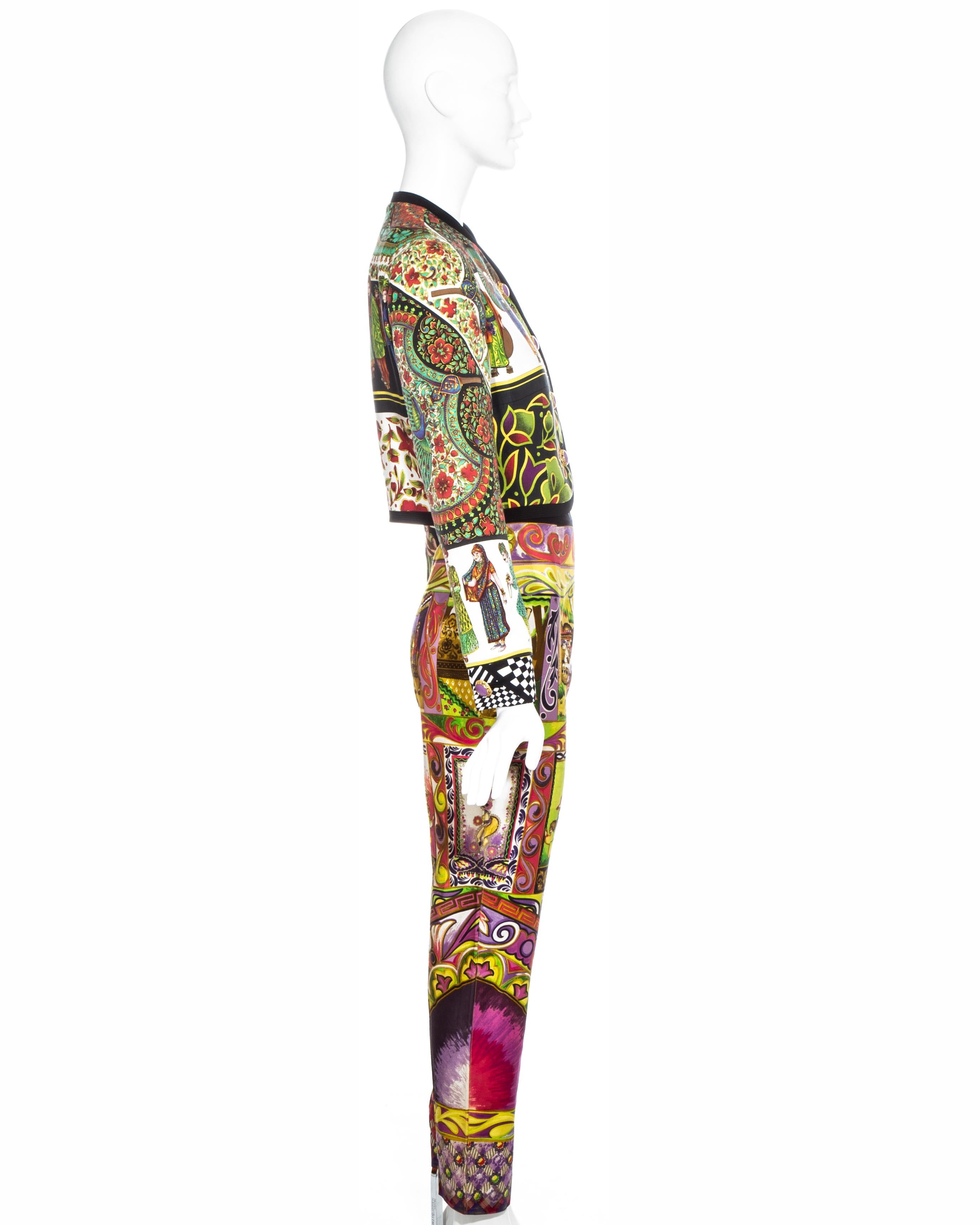 Costume pantalon en soie multicolore Gianni Versace, P/E 1992 en vente 1
