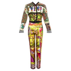 Costume pantalon en soie multicolore Gianni Versace, P/E 1992