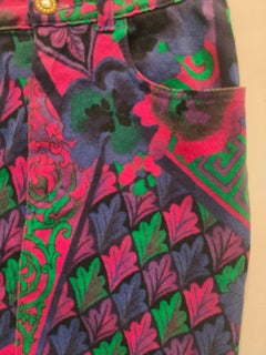 1990s Gianni Versace Vintage Multicoloured Cotton Skirt Size IT 44