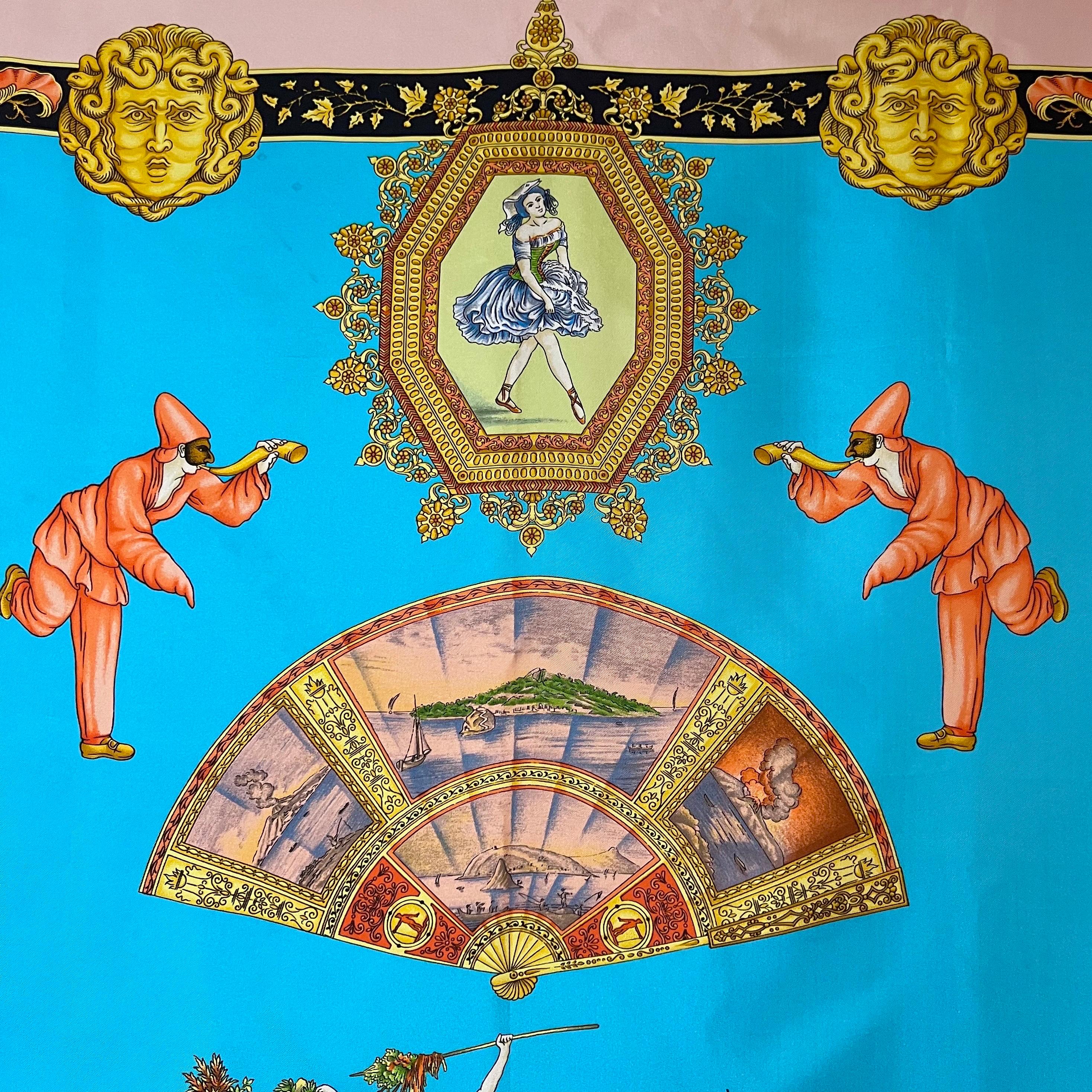 Gianni Versace Naples Miami Collection Vintage Silk Scarf 1990's 2