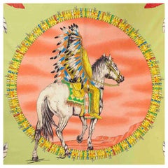 Gianni Versace 'Native American' Early 2000s Printed Silk Scarf 