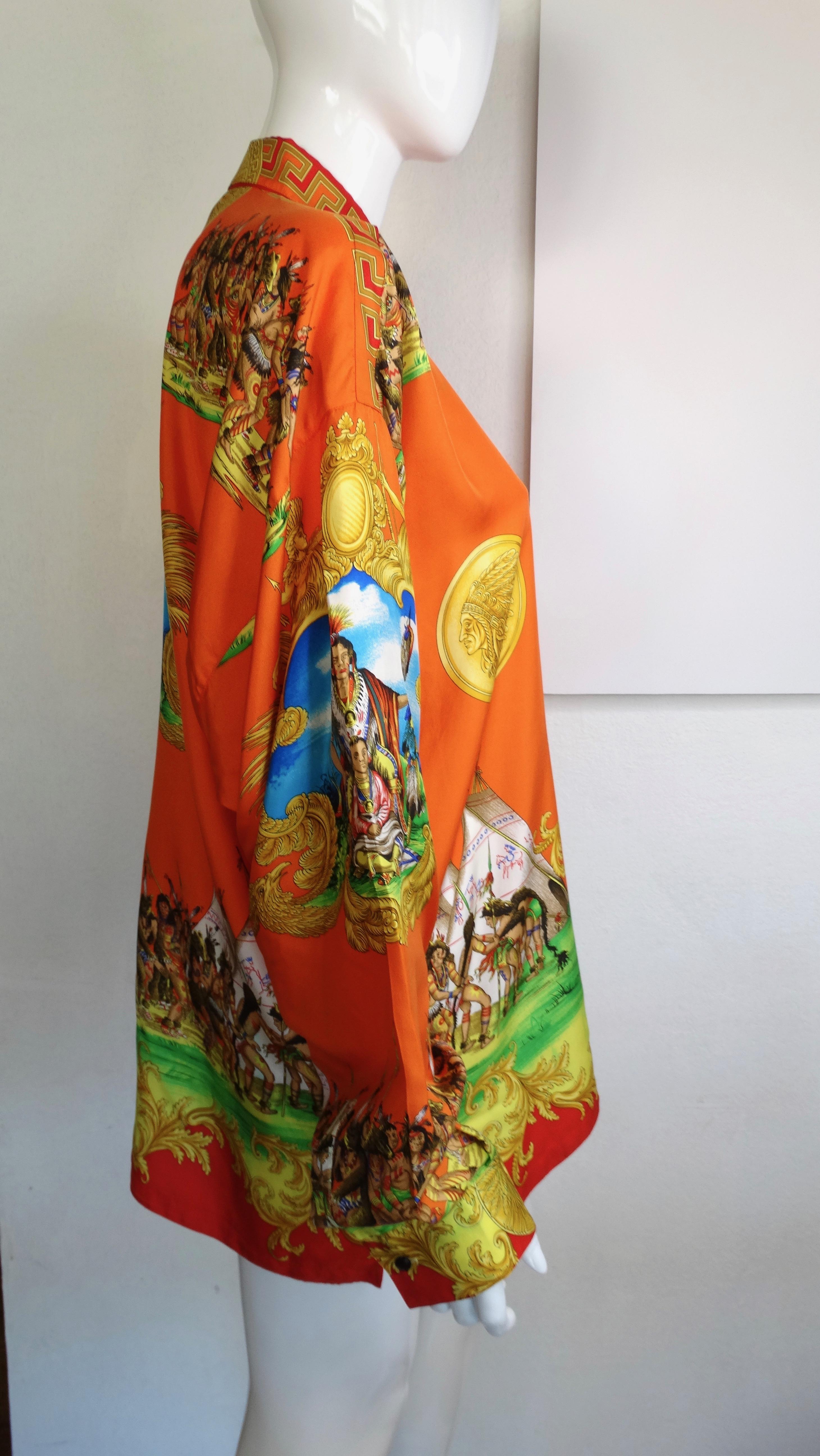 Chemise en soie imprimée « amérindienne » de Gianni Versace  en vente 8