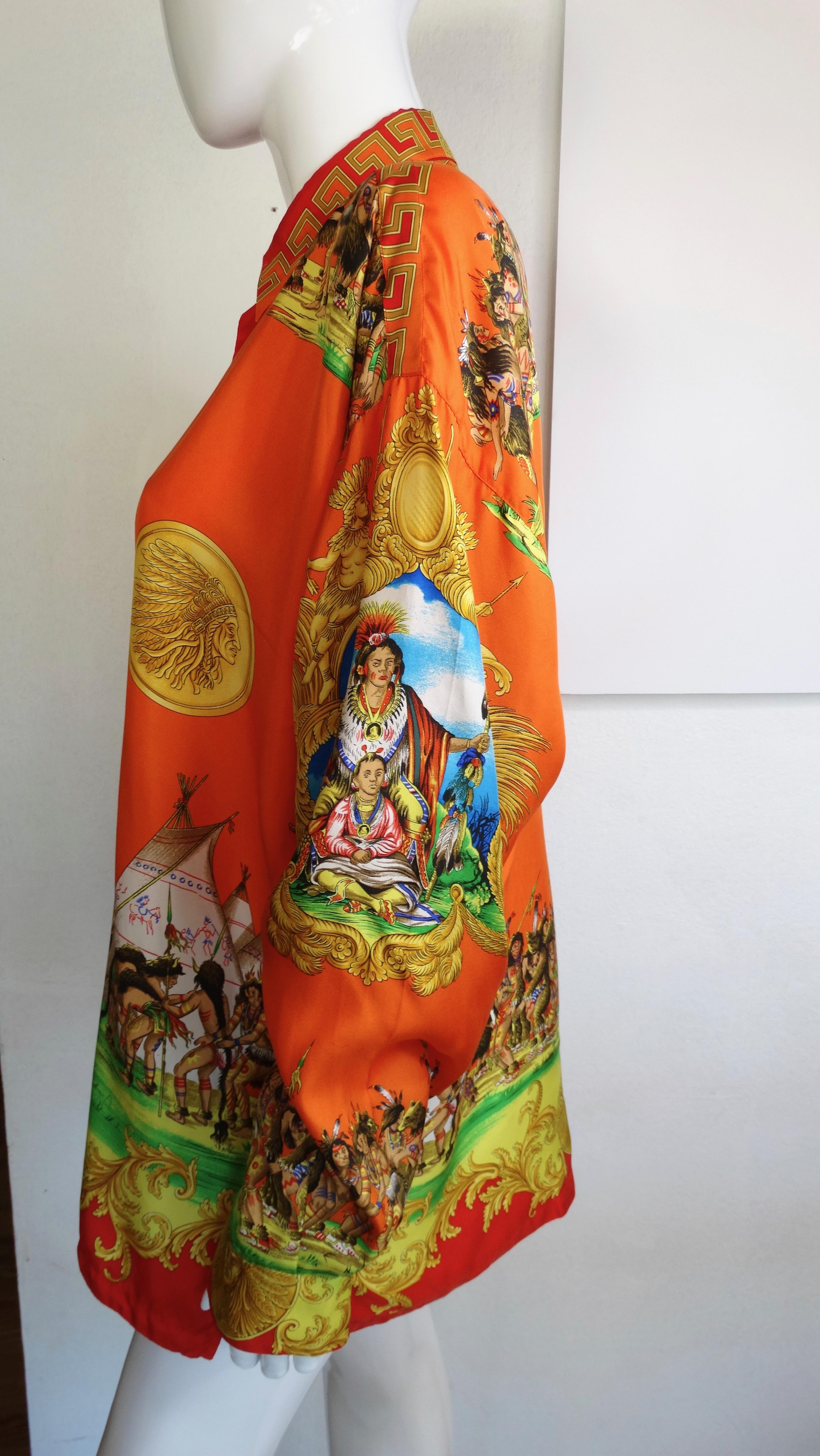 Chemise en soie imprimée « amérindienne » de Gianni Versace  en vente 10