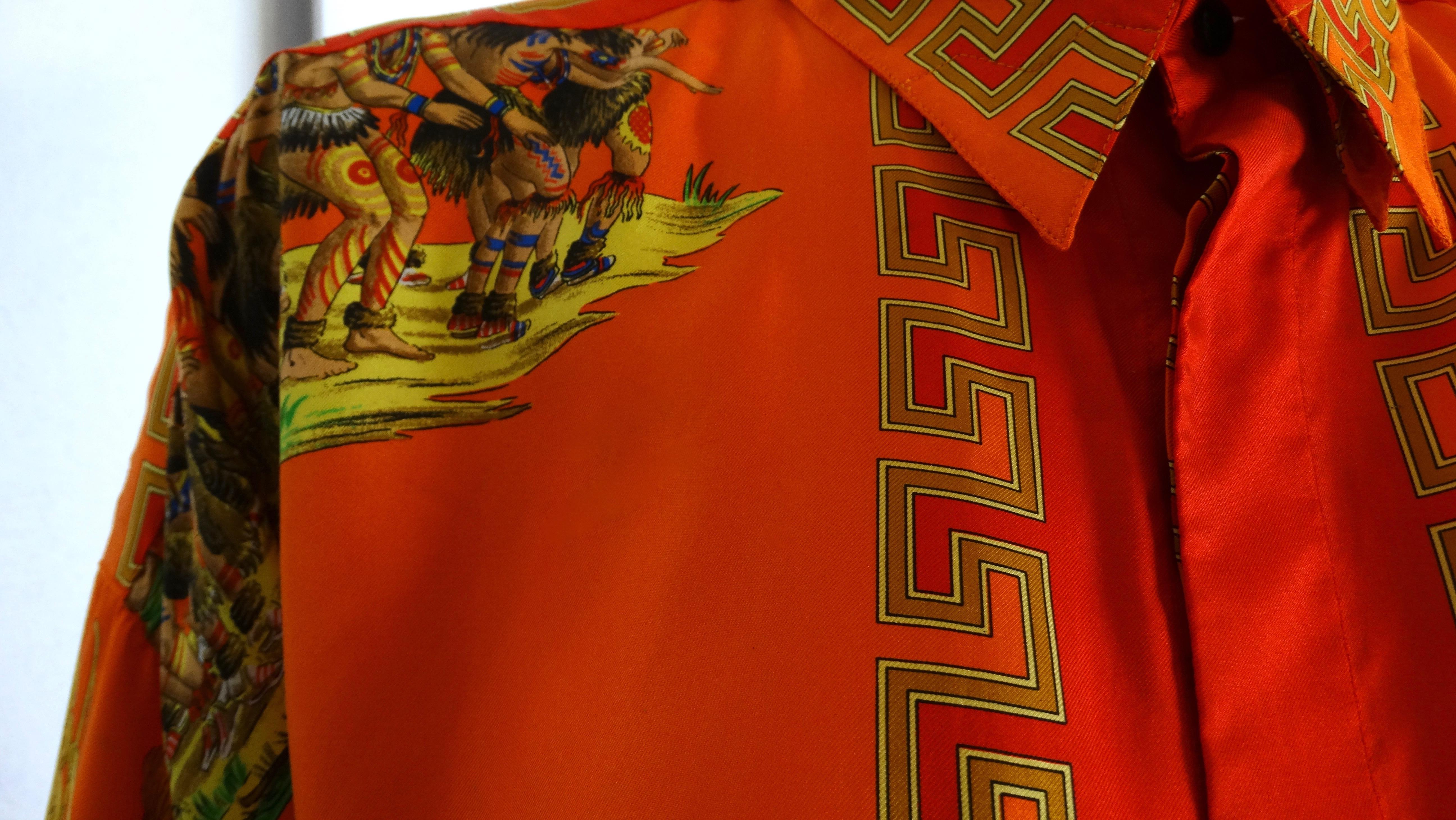 Chemise en soie imprimée « amérindienne » de Gianni Versace  en vente 12
