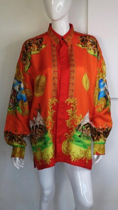 Gianni Versace "Native American" Print Silk Shirt