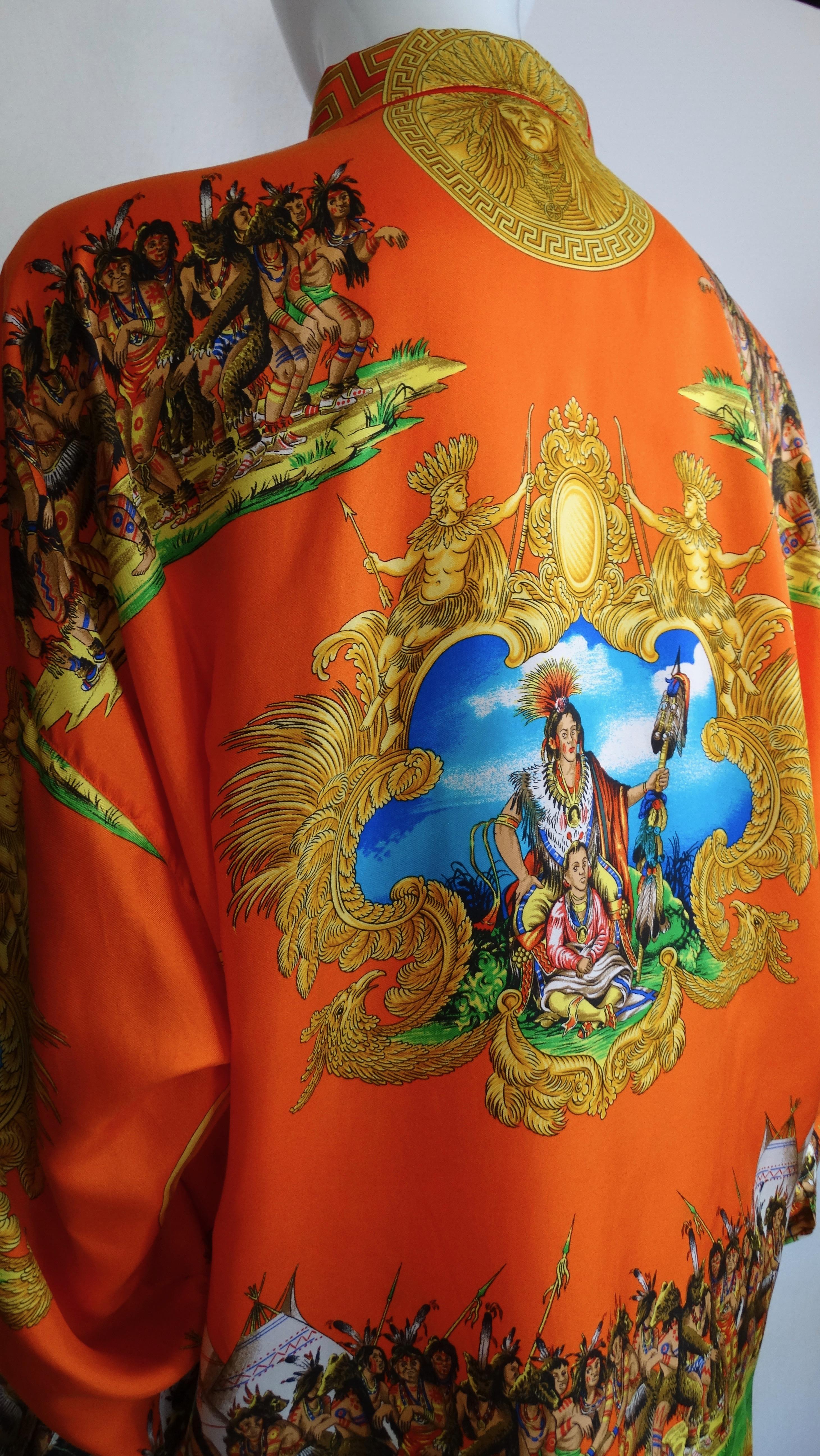 Chemise en soie imprimée « amérindienne » de Gianni Versace  en vente 2