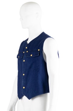 Gianni Versace Navy Denim Spring Summer 1992 Waistcoat