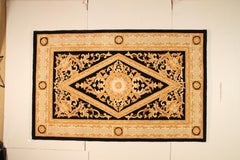 Gianni Versace, Neoclassic Game Black Rug Hand Knotted Wool Rug 5'7 x 7'10