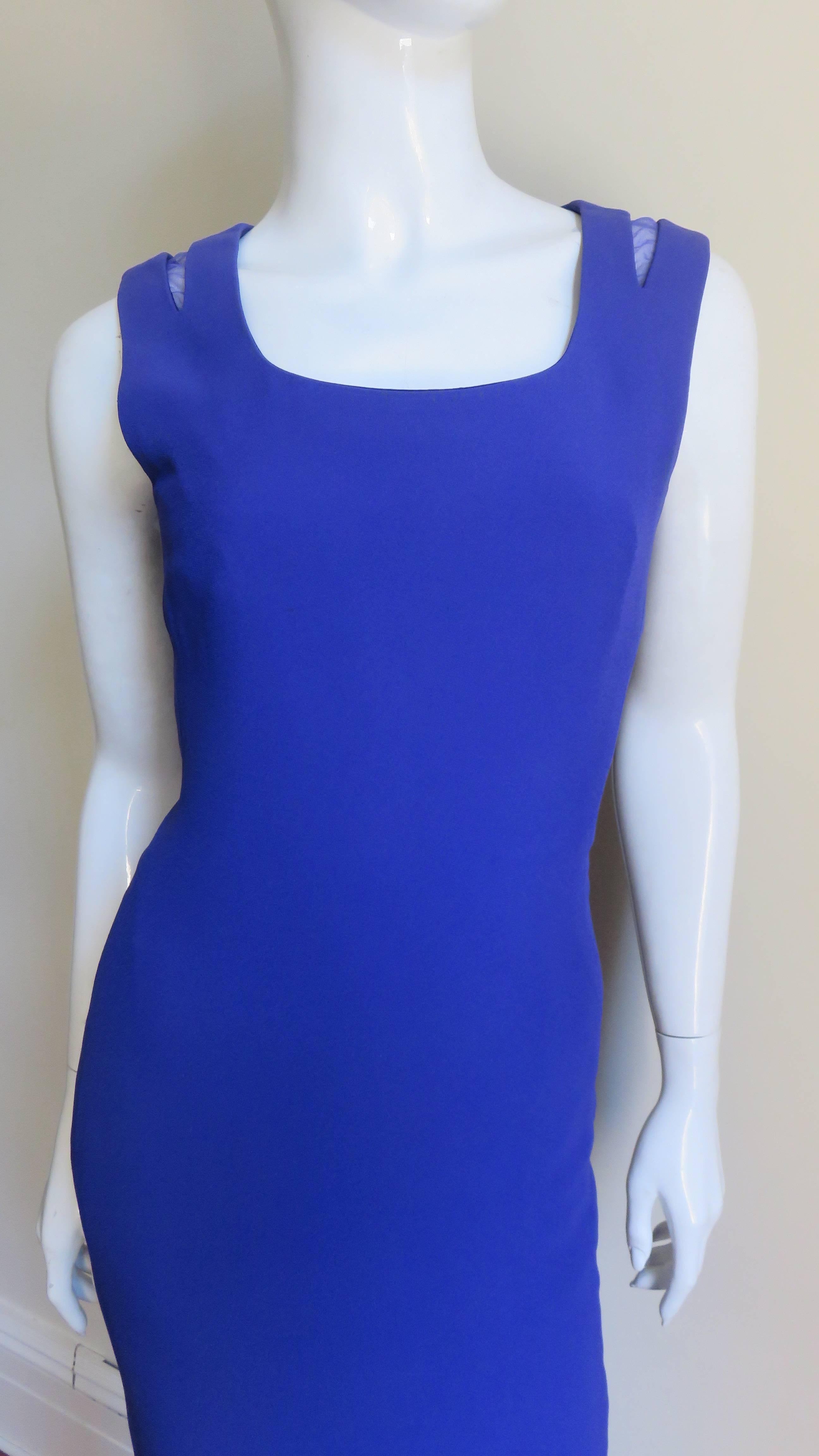 Gianni Versace Bodycon-Kleid mit Netzschultern  im Zustand „Gut“ im Angebot in Water Mill, NY