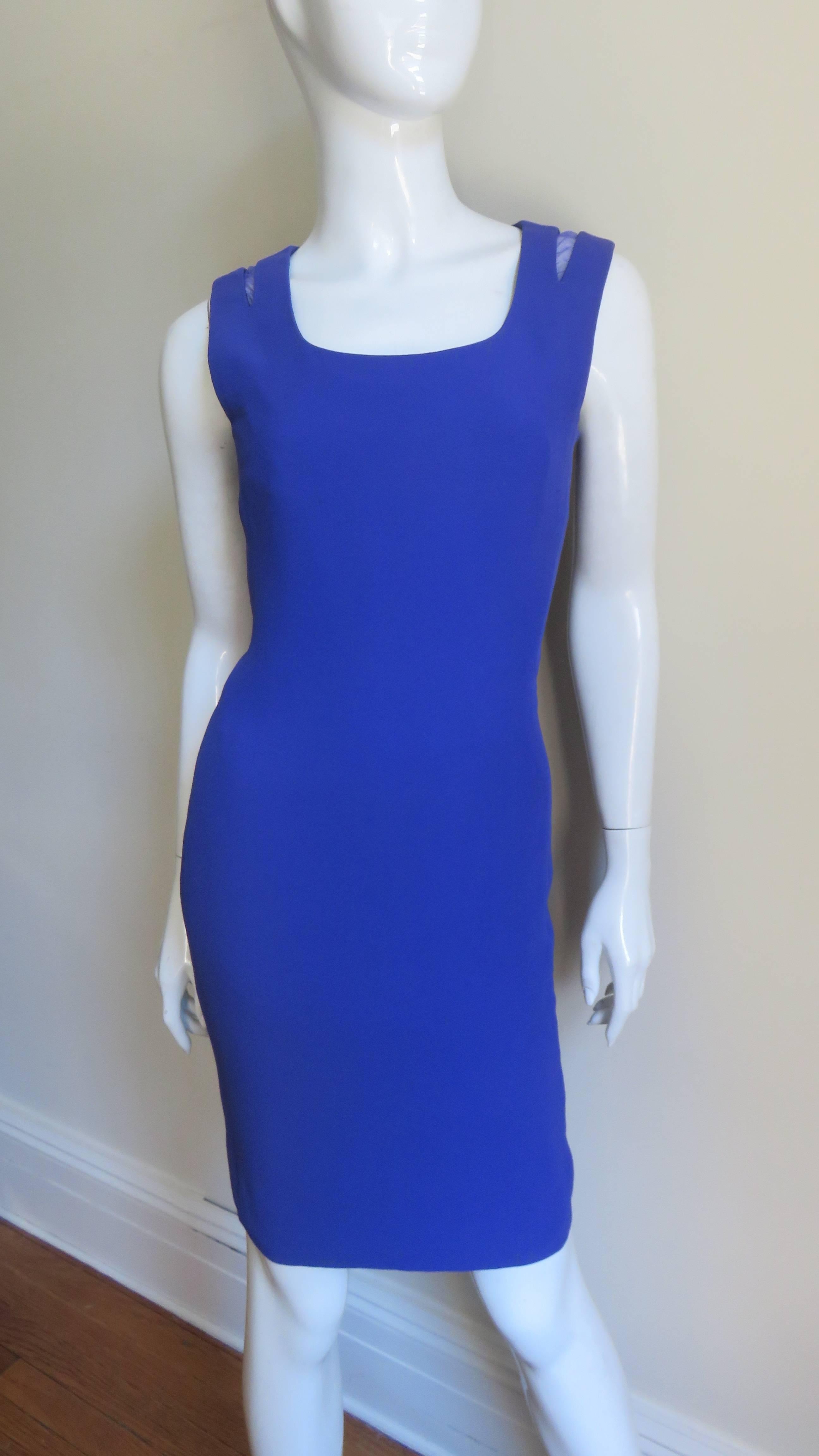 Gianni Versace Net Shoulders Bodycon Dress  In Good Condition For Sale In Water Mill, NY