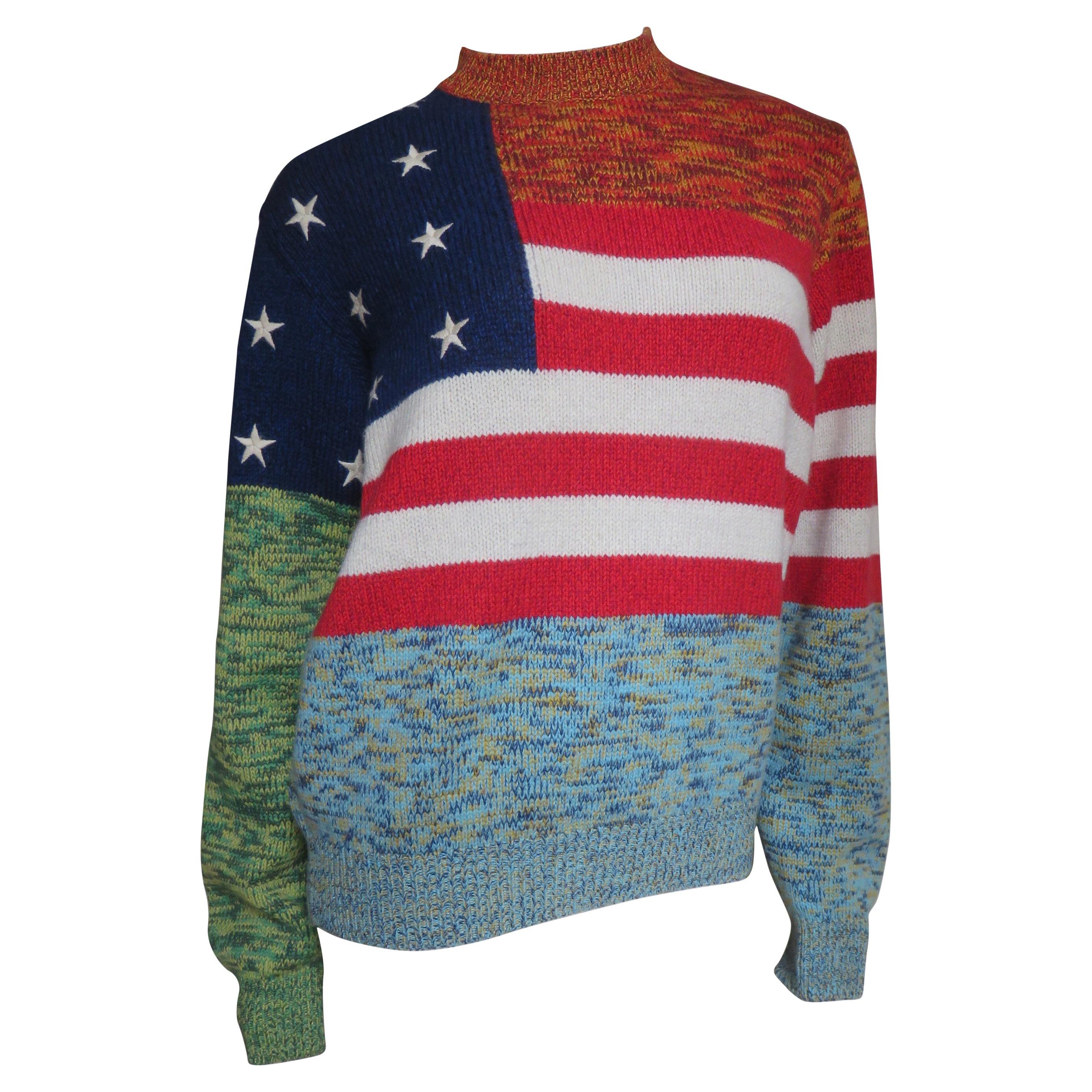 Gianni Versace New Cashmere American Flag Sweater