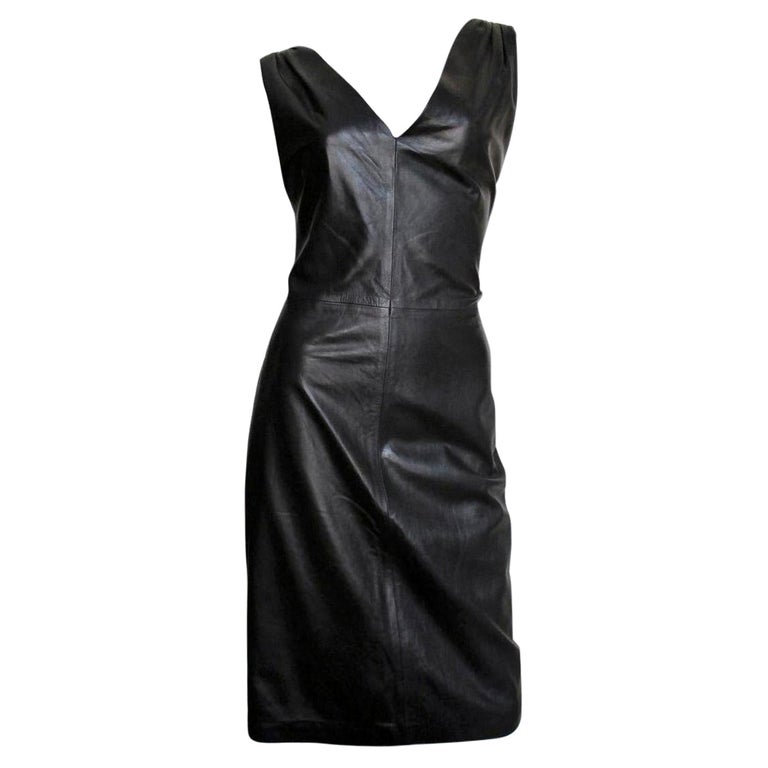 gianni versace leather dress Studded Leather Coat Dress, F/W 1989 - Gianni Versace